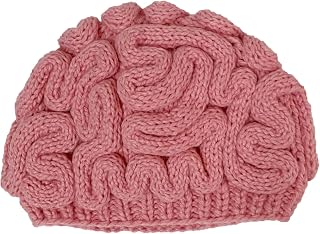 BIBITIME Handmade Knitted Brain Beanie Hat - Unisex Halloween Funny Scary Warm Winter Cap for Men Women