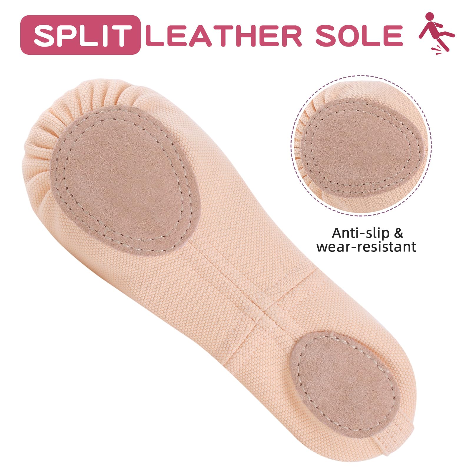 Ballettschuhe Mädchen Elastische Ballettschuhe Damen Gymnastikschuhe Geteilte Ledersohle für Kinder Erwachsene