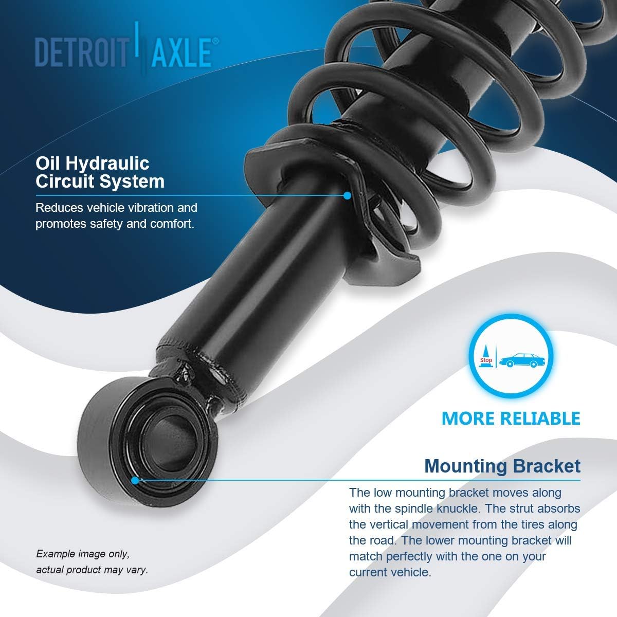 Detroit Axle - Rear Struts for 2009-2013 Toyota Corolla 09-10 Pontiac Vibe Complete 2 Struts with Coil Spring 2010 2011 2012 Replacement Quick Install Ready Struts Shocks Assembly
