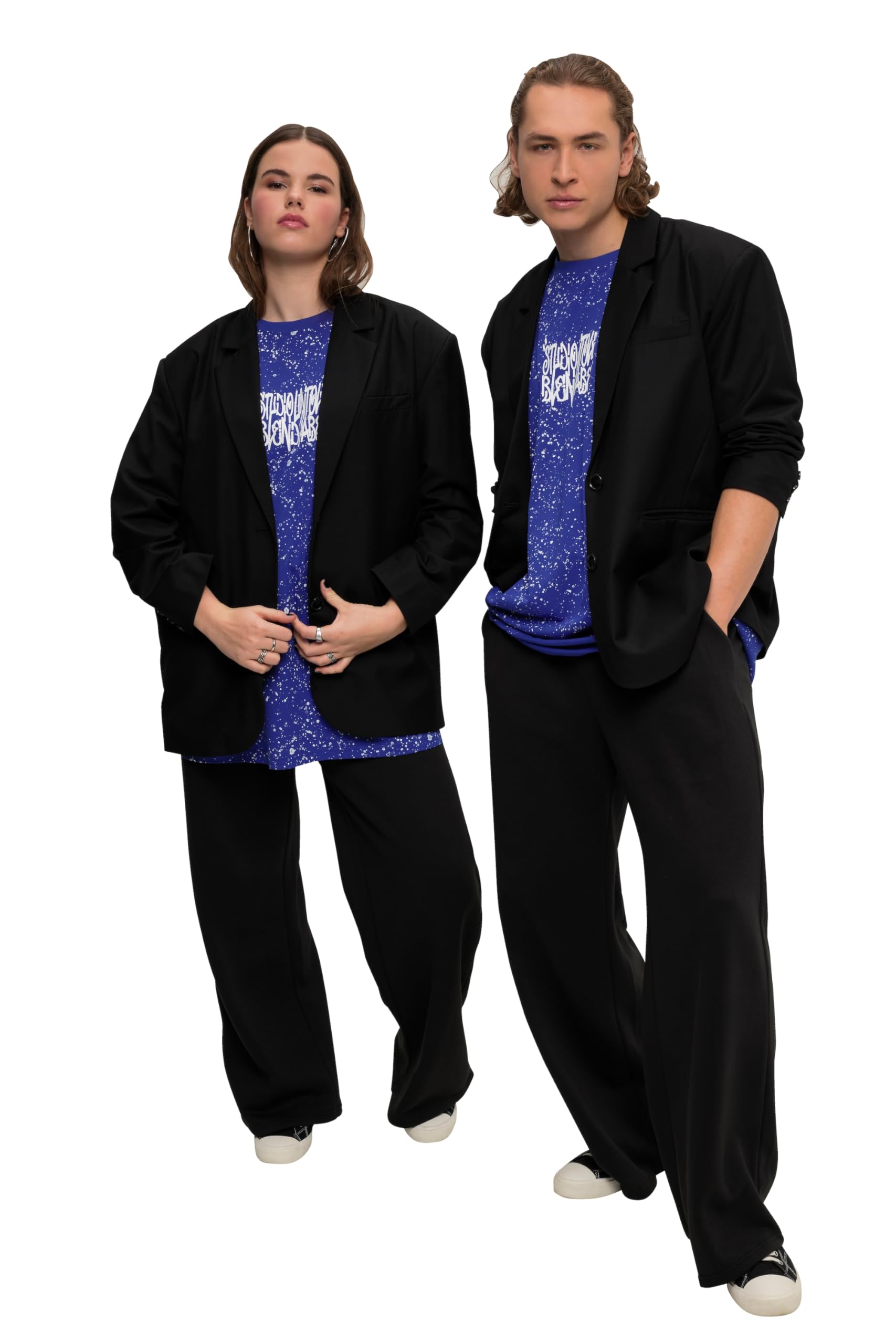 Studio Untold Damen große Größen Übergrößen Plus Size Blazer, Oversized, Rücken-Knopfleiste, Revers, Langarm, Unisex 828771