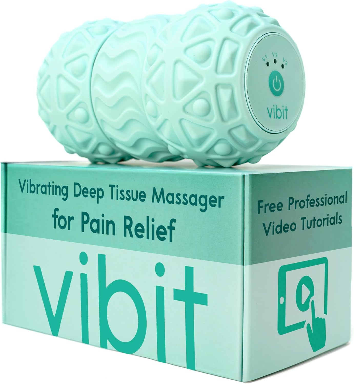 Vibit - Vibrating Massager for Plantar Fasciitis, Pain Relief and Sciatica, Foot and Body Portable Massage Roller, Deep Tissue Pain Relief from Feet to Neck, Electric, 3 Vibration Levels (Green)