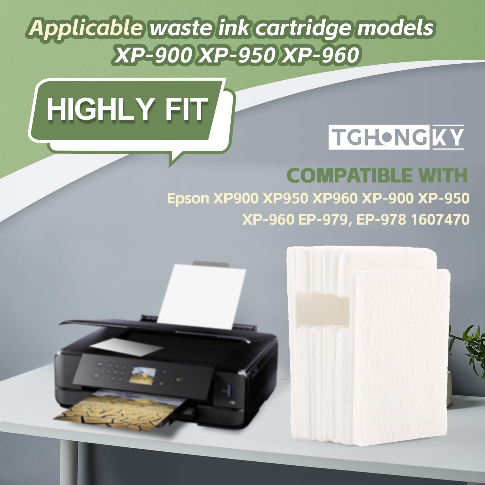 2 Uds Esponja de Tinta Residual para Epson XP900 XP950 XP960/XP-900 XP-950 XP-960 EP-979, EP-978 1607470 Almohadillas de Tinta de Desecho