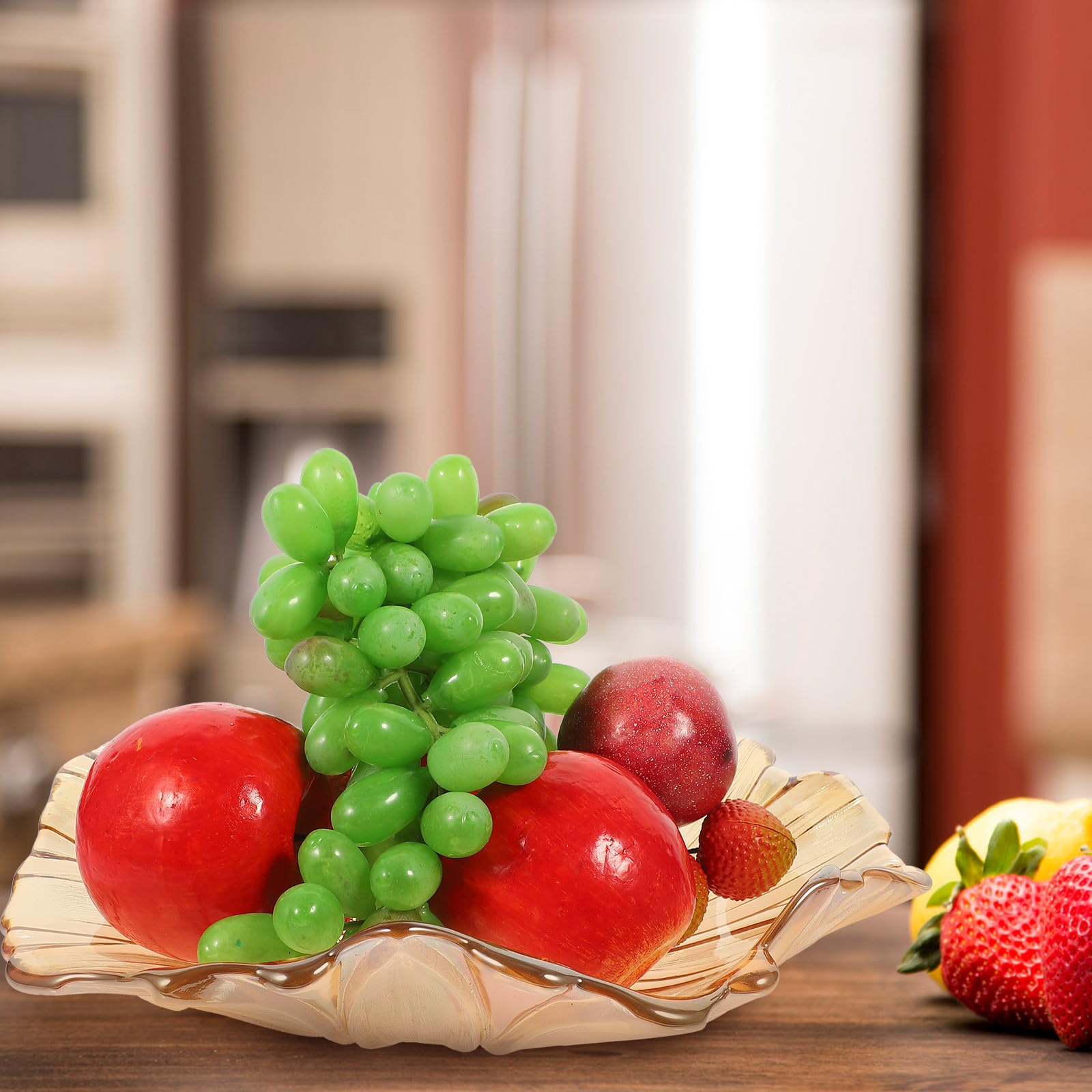 INOOMP Vassoio Portaoggetti in Vetro Ambra a Girasole, Piatto Portafrutta Creativo per Casa e Cucina, Forniture per Feste e Servizio Versatile per Colazione e Cena
