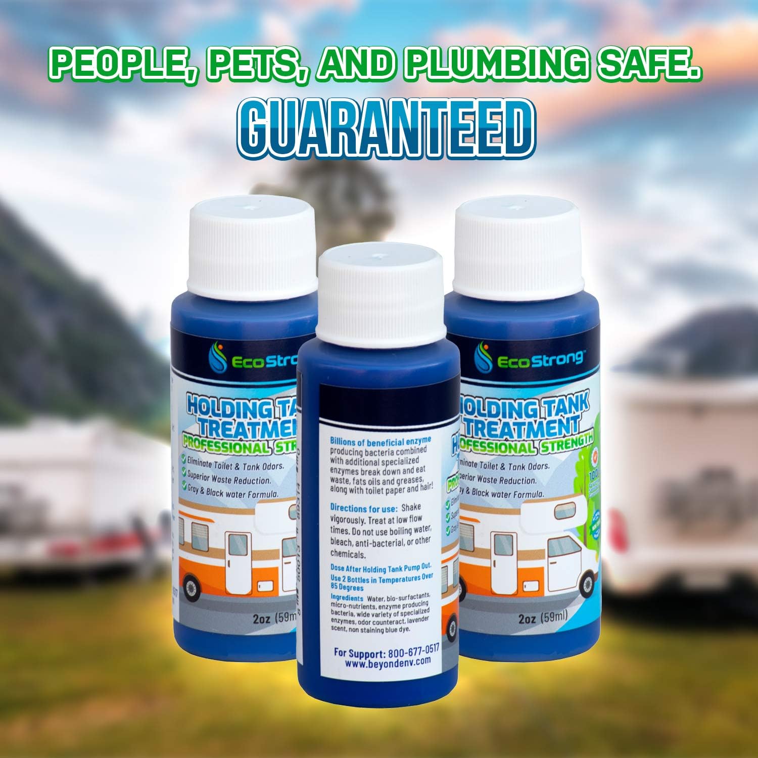 Eco Strong RV Camper Holding Tank Treatment | Powerful Bioactive Odor Destroyer with Black Water Waste Digesting Enzymes [8 Concentrated 2oz Shots - Lavender] : Automotive