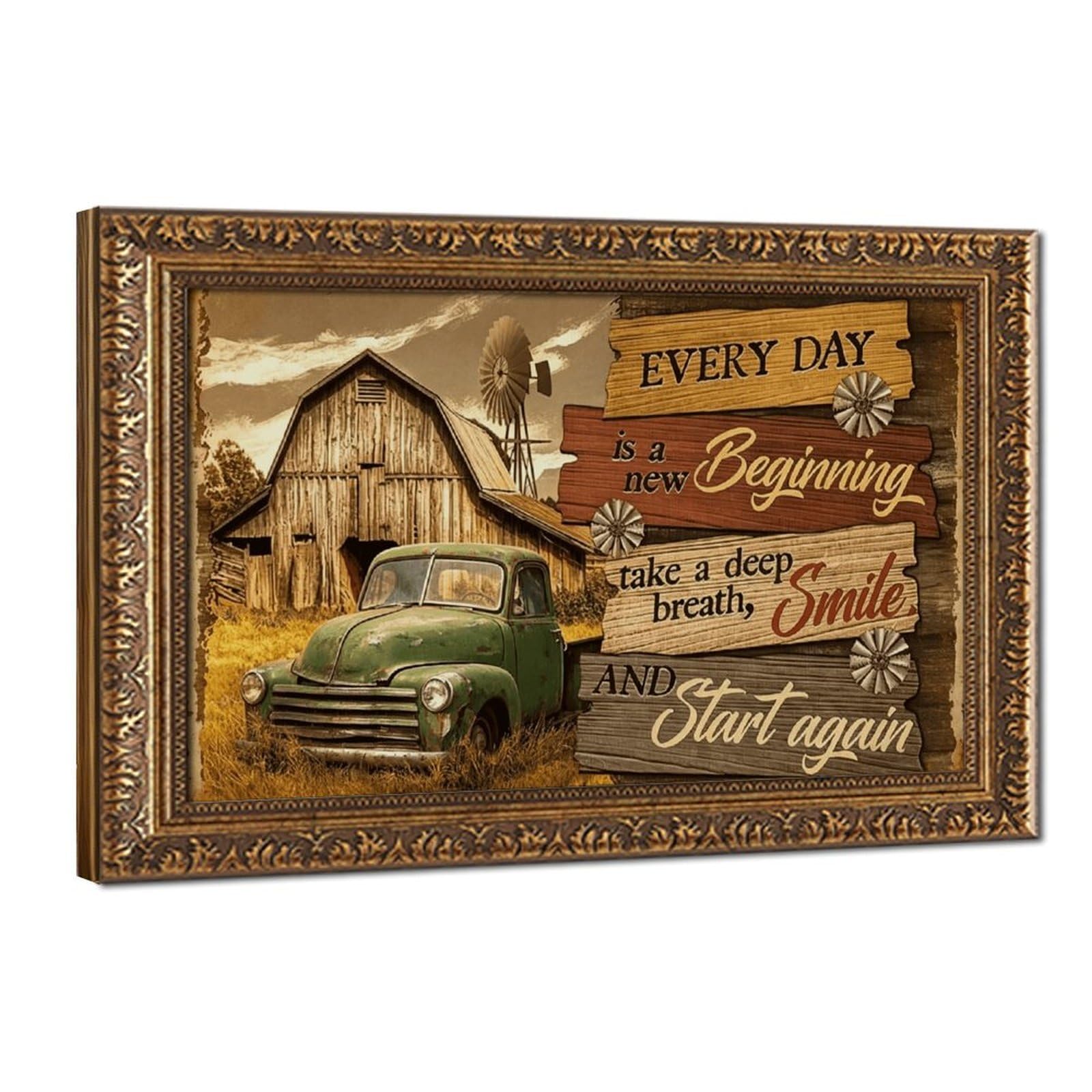 DFHJL Retro Barn And Windmill Poster Canvas Poster for Dorm Room Decor Gift