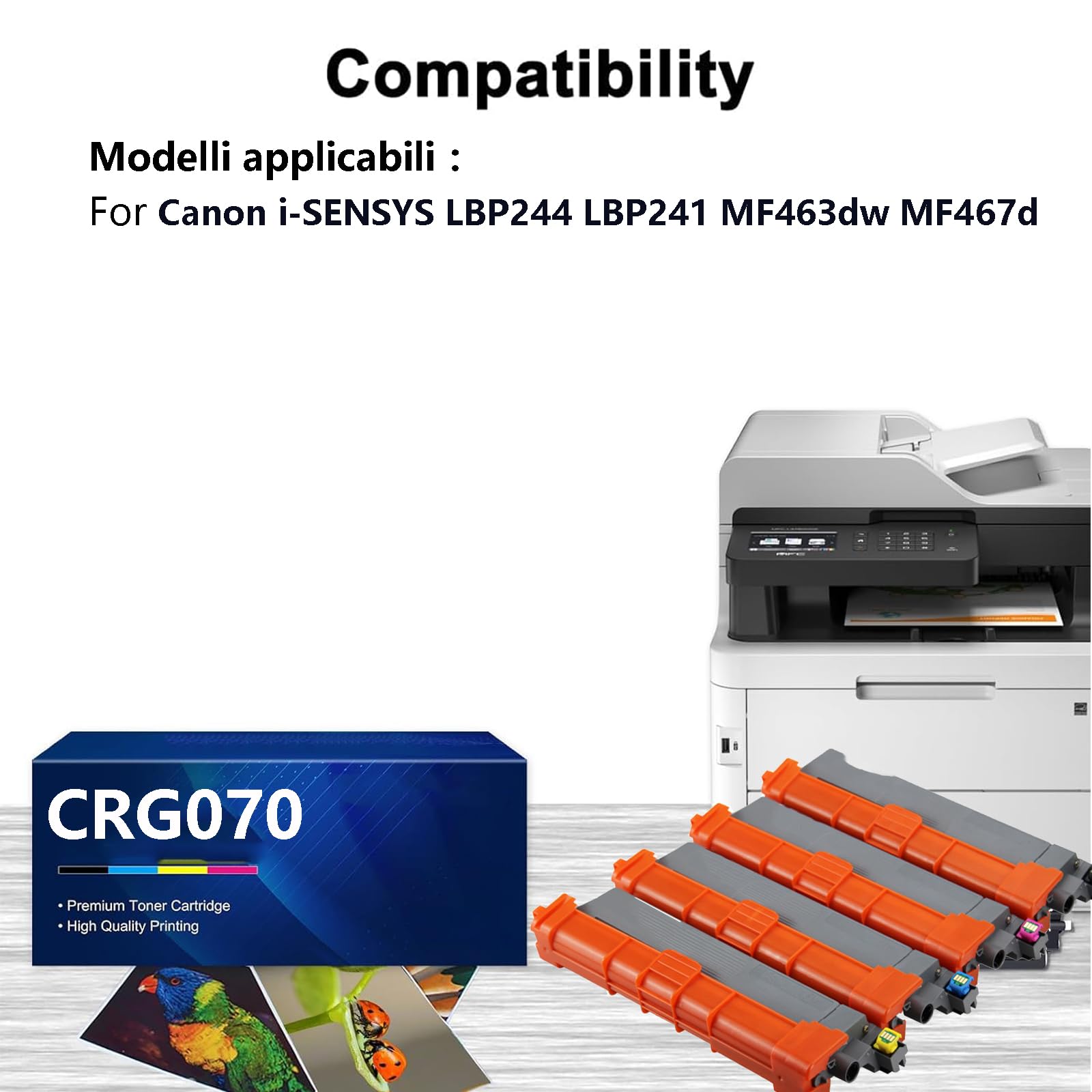CRG070 Cartucho de Tóner Compatible per Canon i-SENSYS LBP244 LBP241 MF463dw MF467d Impresoras, Alto Rendimiento 10200 Páginas, Impresión Nítida,Black-1 pack