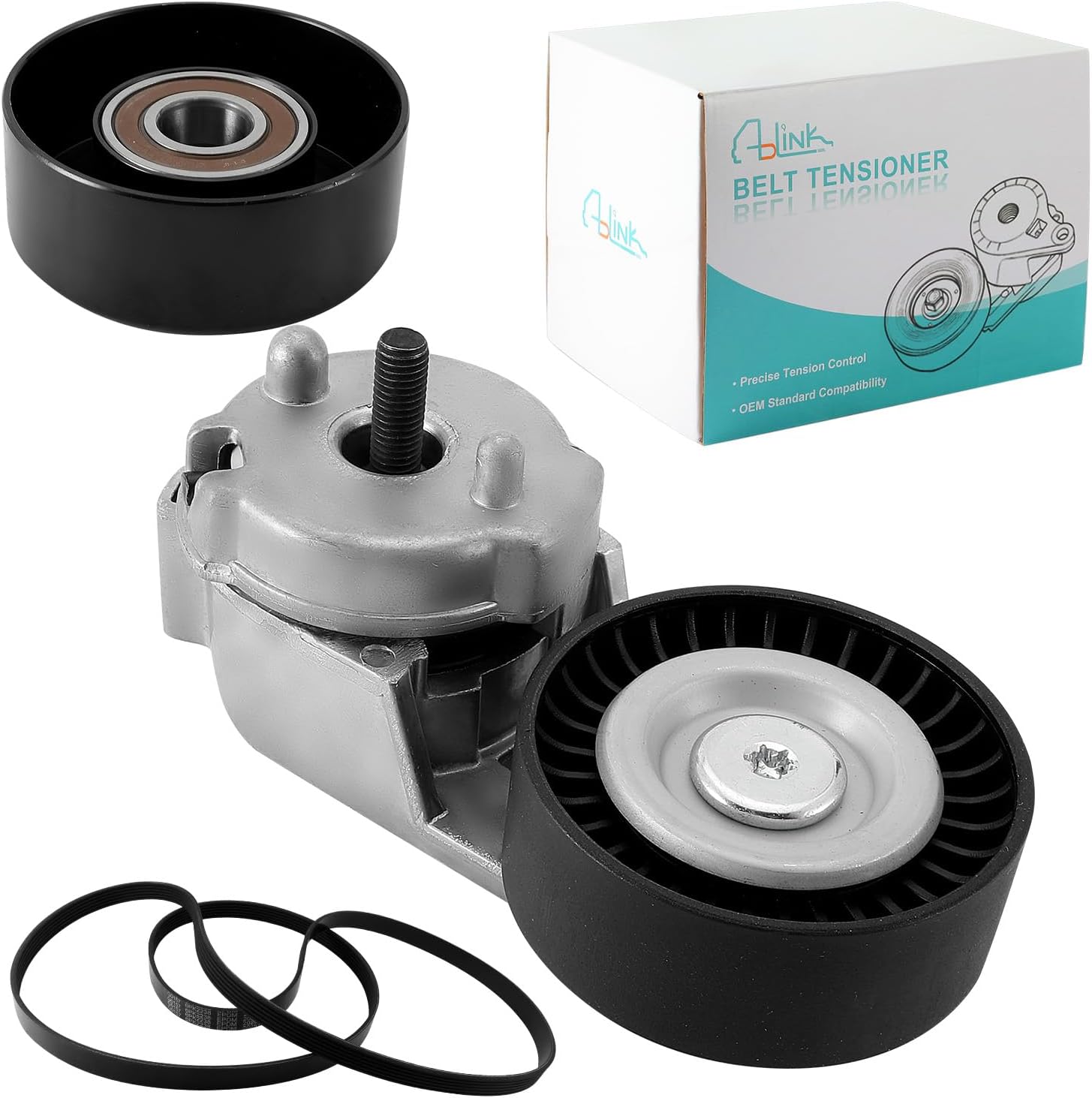 Idler Pulley and Belt Tensioner Kit for Jeep Grand Cherokee Wrangler 1999 2000 2001 2002 2003 2004 2005 2006 4.0L L6 Replaces 90K-38163 90K38163 38163 419-016 38043 419610 K060882 6K882 6PK2240
