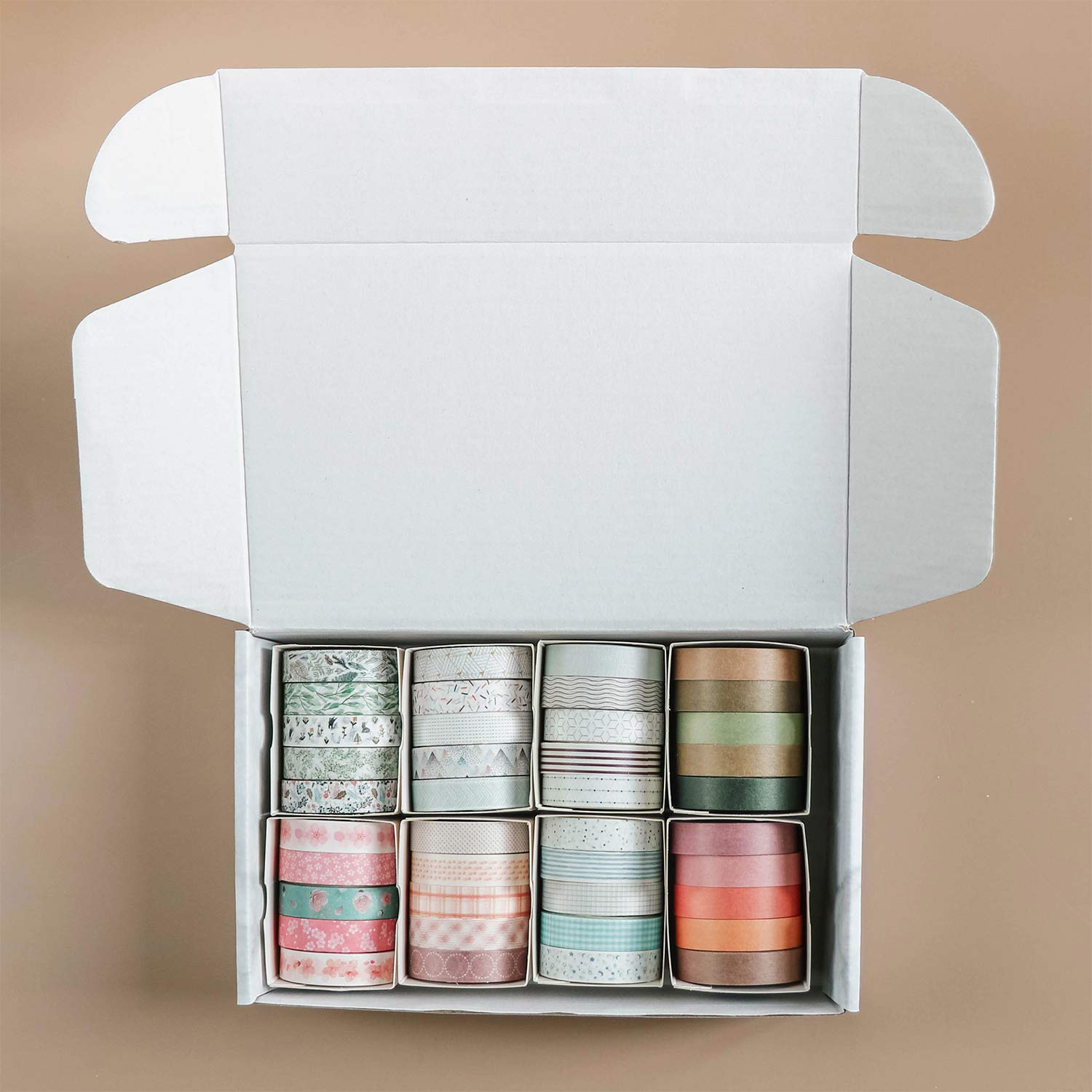 Knaid Zestaw 40 rolek cienkiej taśmy Washi, dekoracyjne taśmy papierowe o szerokości 10 mm, do scrapbookingu, sztuki i rękodzieła, dziennika kuloodpornego, planera, dziennika śmieci, notatników