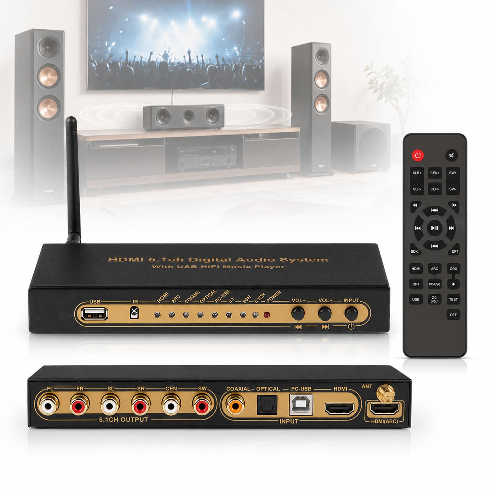 Extracteur Audio/convertisseur Compatible 5.1 Canaux DTS/hdmi Ac3, Sortie Audio Analogique Optique Coaxiale, Compatible 2.0 Et 5.1 Canaux, Extracteur Numérique Multifonctionnel pour