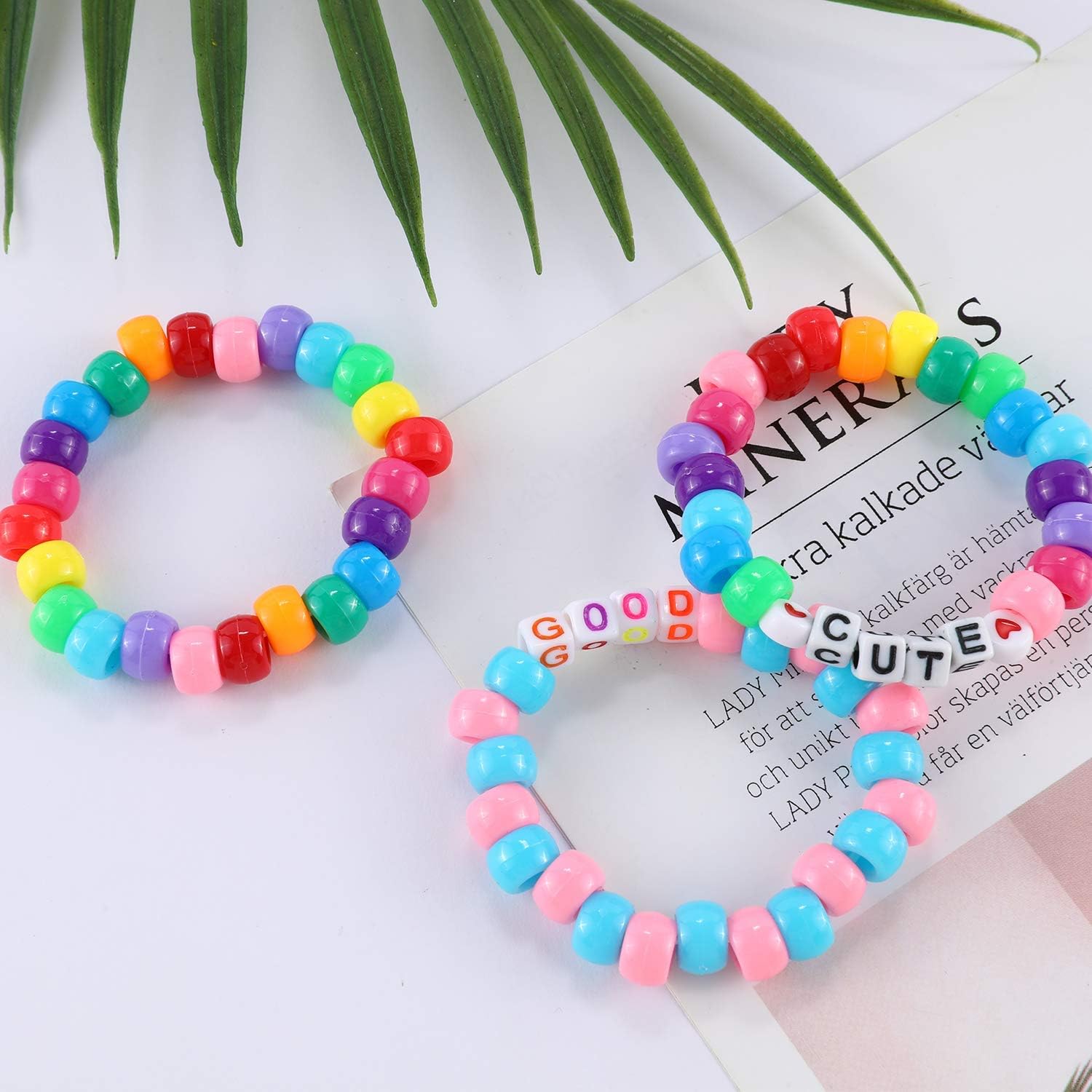 1720+pcs Pony Beads Kit 1830pcs 6 Style Letter Alphabet Beads Rainbow Plastic Pony Bead Bulk Multicolor Kandi Bead Elastic String DIY Crafts Jewelry Making Kit for Bracelets Necklaces - Image 7
