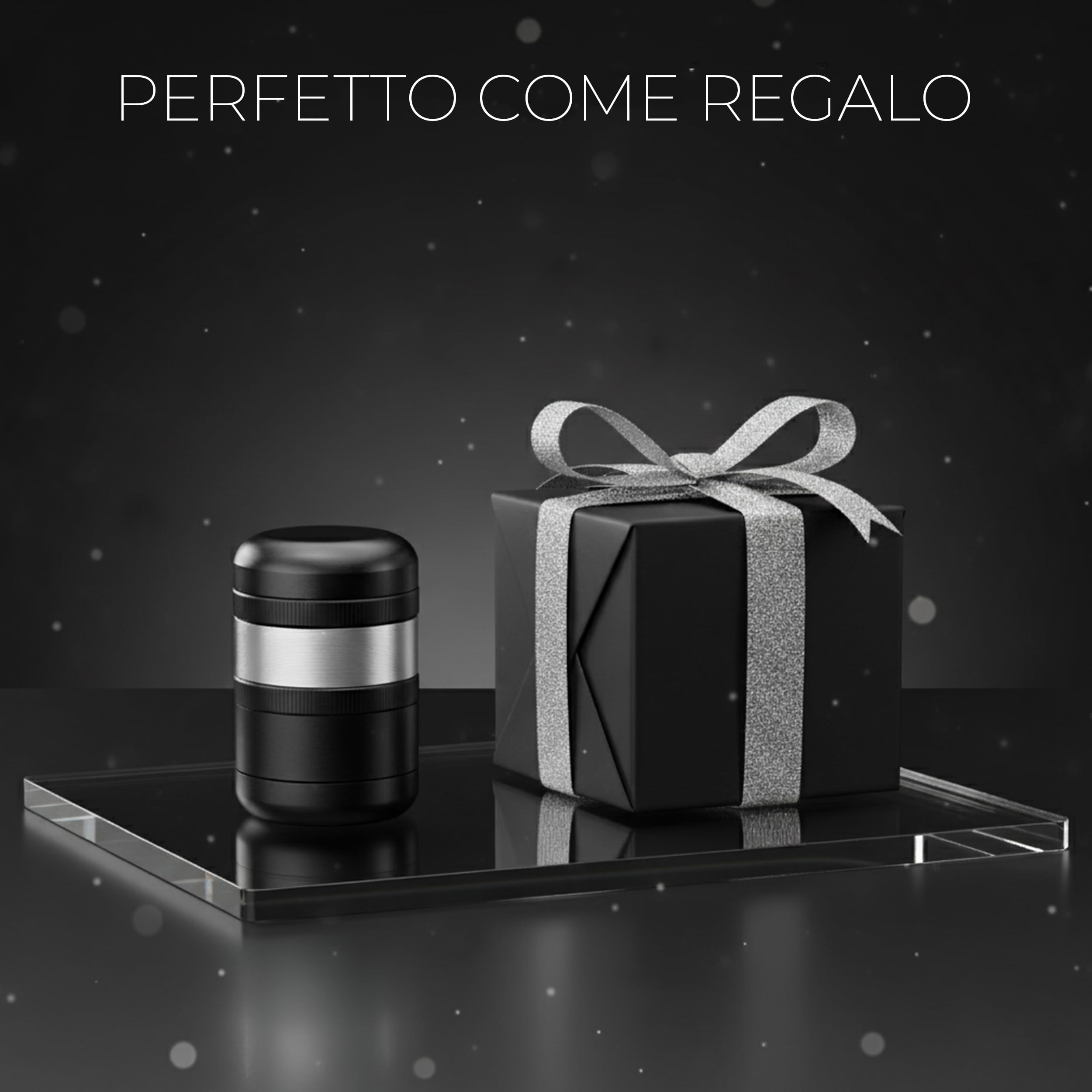 Viberium Grinder Metallo 60 mm- Grinder Belli Tritino, Grinders Kit Original, Accessori per Erbe, Herb Crusher Professionale, Macinino, 4 Pezzi - Nero