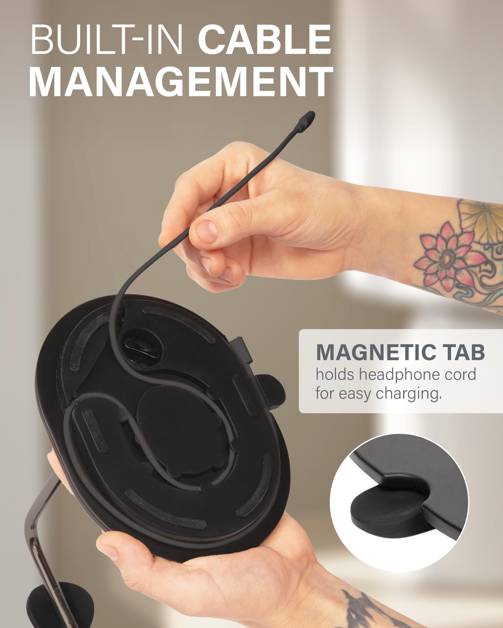 Sanus Sonos Ace Support pour Casque – Support en Silicone de qualité supérieure pour éviter Les Plis, Gestion des câbles intégrée avec Clip magnétique pour Une Charge Rapide – Installation sans Outil