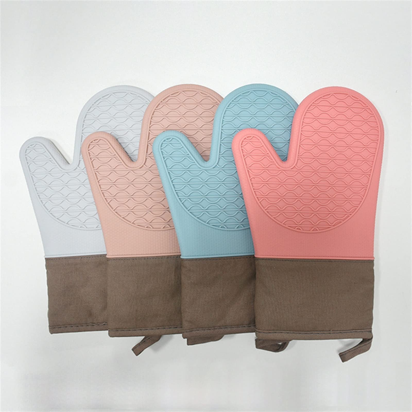 Gants de Four à Micro-Ondes en Silicone à Deux Doigts, épais et Longs, Anti-brûlures, Gants de Cuisine isolés for Four à Micro-Ondes(Pink)