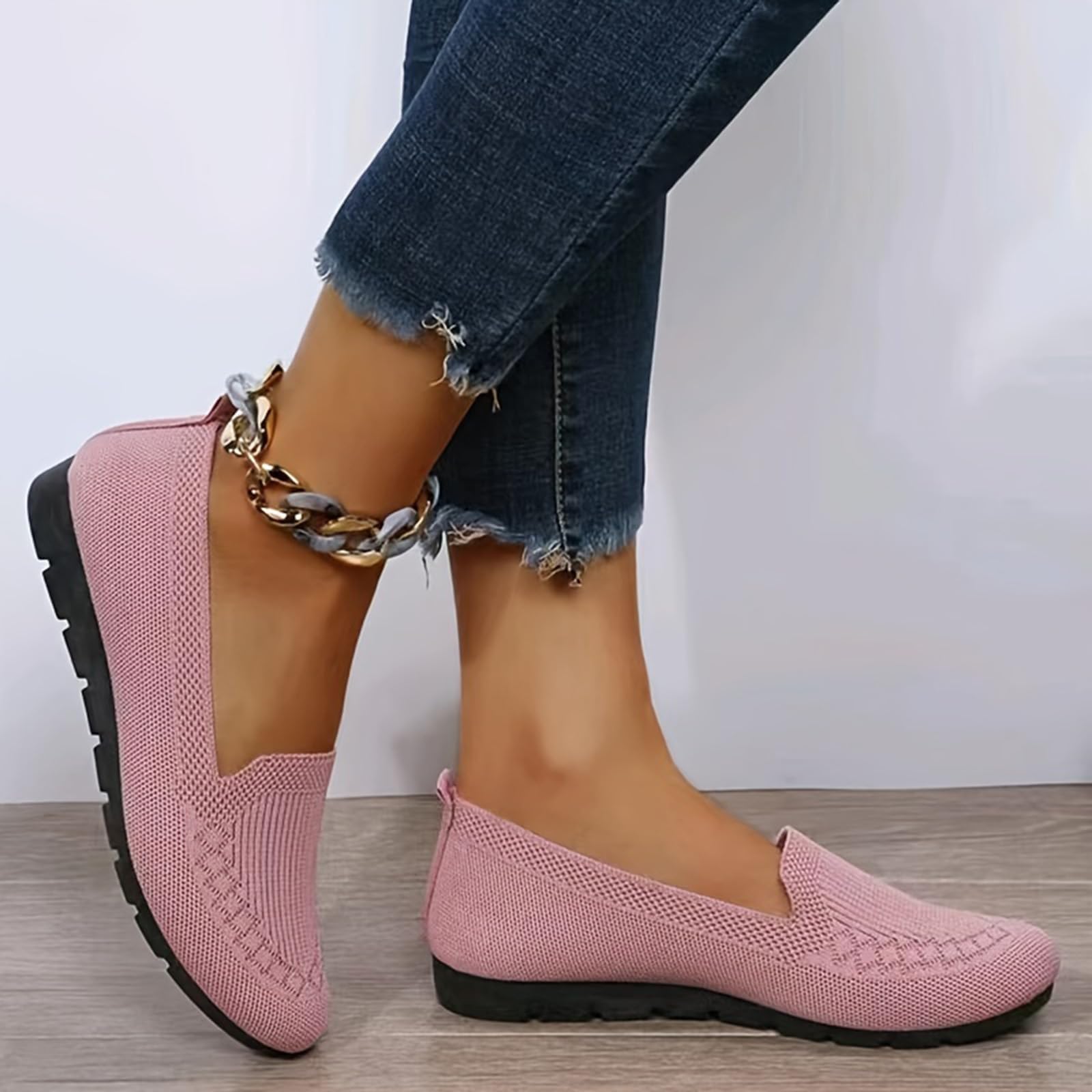 Women's Orthopedic Loafers Slip On Walking Shoes - Breathable Knit Mesh & Non-Slip Soft Sole, Lightweight Arch Support Comfort Flats for Work Travel — view 2
