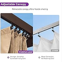 Vista 3 de PURPLE LEAF Pérgola Retráctil para Exteriores de 10' x 13' de Aluminio con Toldo de Sombra Solar DIY Patio Moderno Resistente Refugio Marrón