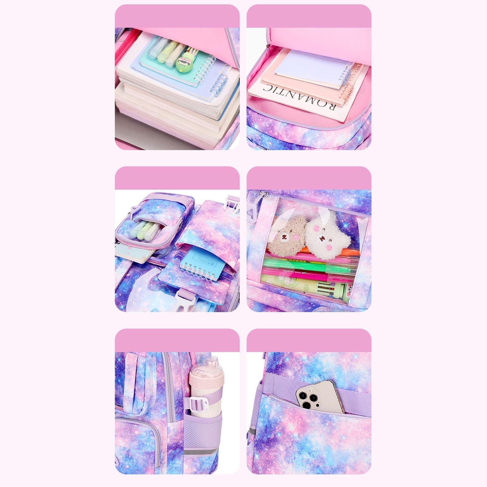 Zaino Bambini, Zaino Bambina Scuola Elementare Spallacci Imbottiti, Zaino per Ragazze per la Scuola, Grande capacità, Leggero, per l'uso Quotidiano, per spostamenti, Design Elegante e Durevole.