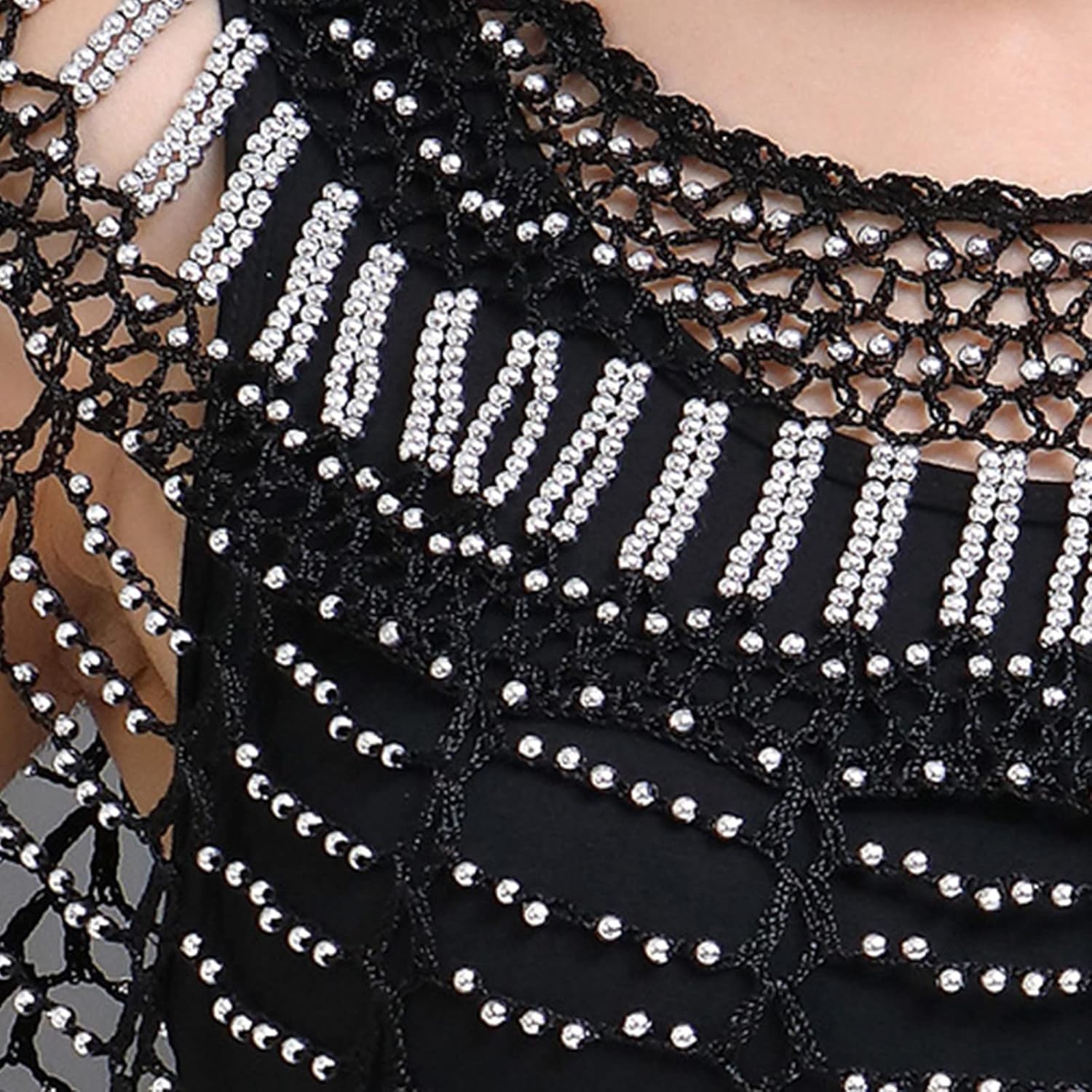 Women's 1920s Beaded Shawl Wrap Evening Cape Shawl for Evening Dresses - Image 7