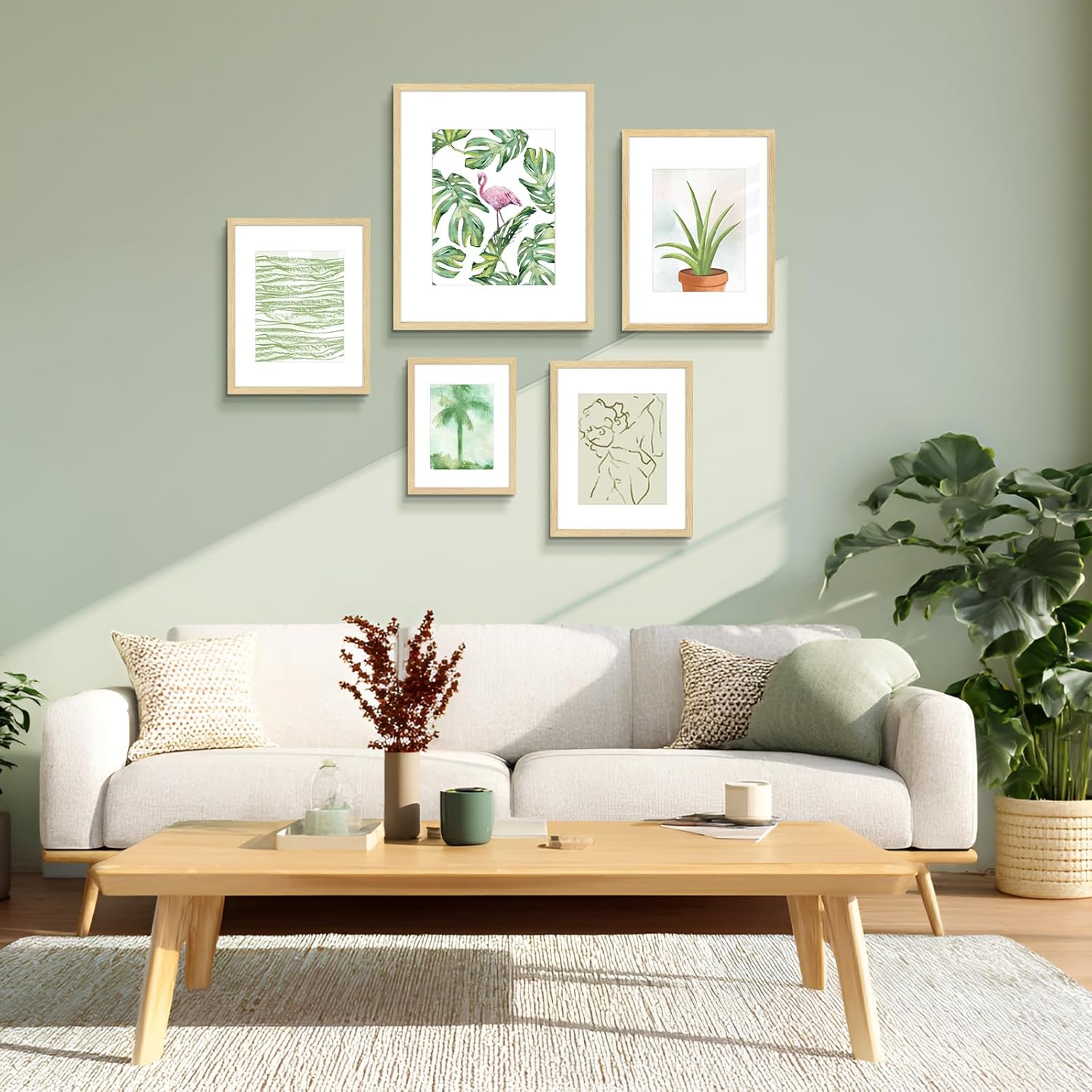 Golden State Art, 12x16 Picture Frame - Solid Wood with Oak Grain - 12x16 Picture Frame Matted to 8.5x11 Photo - Wall Decor Display - 3 Pack