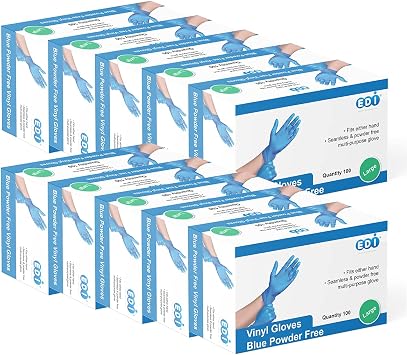 EDI Wholesale Disposable Vinyl Gloves Large, 1000 pcs Blue - Powder-Free, Latex-Free