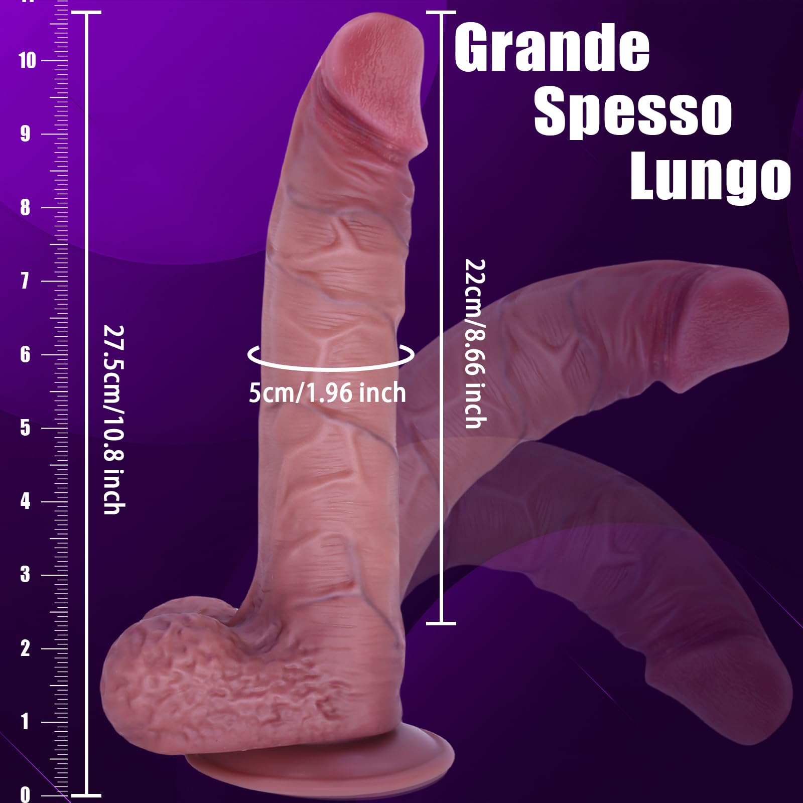 Dildo Realistico Sexytoysys Donna Coppia 27.5cm Fallo Realistico Sex Toy Dildo Anale Pene realistico xxl Grosso Sex Toys Sessuali per Donna Silicone Forte Ventosa Anal Plug Anale Sexytoys Uomo