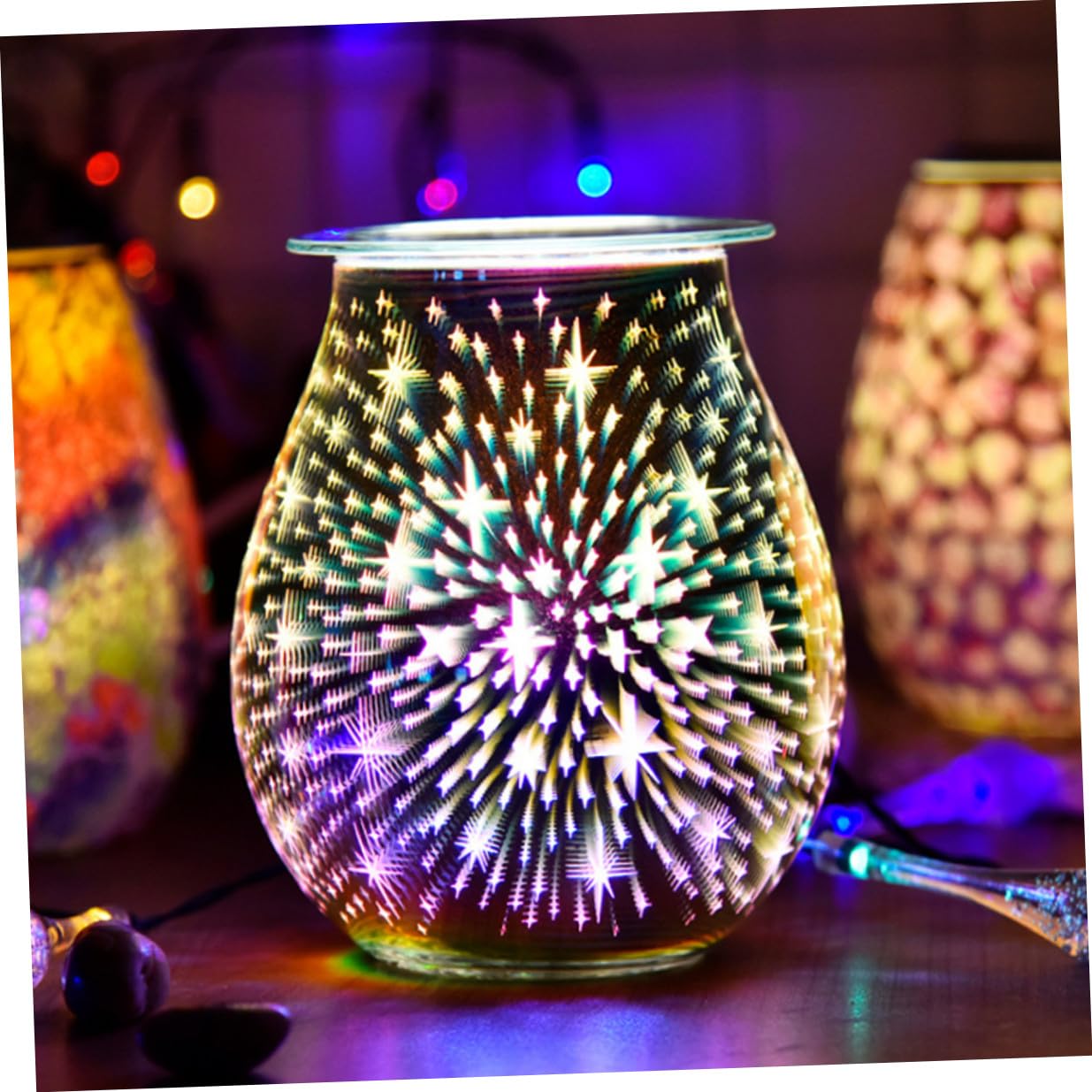 Lurrose Glas Duftlampe Elektrische Aromalampe mit Farbwechsellicht Duftöl Diffusor Romantische Raumdekoration Sicher und Leicht zu Reinigen Geschenkidee