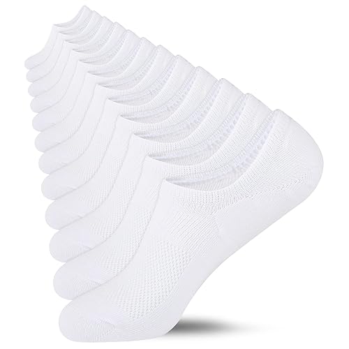Heatuff No Show Socks Womens Cotton Low Cut Non Slip Casual Socks Invisible Flat Boat Liner Socks (6/9 Pairs) - One Size - 6 Pairs White