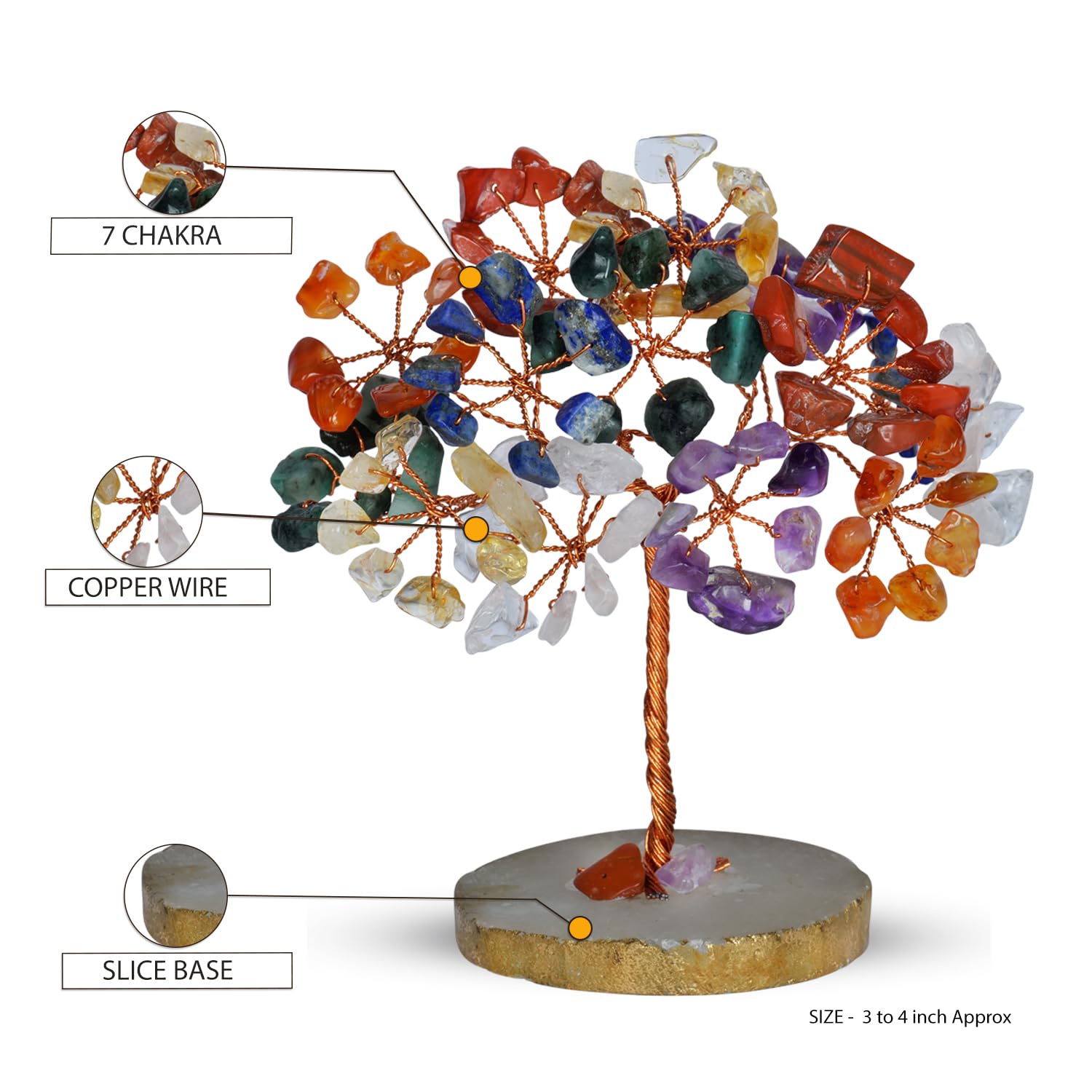 Crystal Árbol - Cristales y Piedras - 7 Cristales de Chakra - Decoración Espacial estética - Feng Shui Money tre - Decoración del Ministerio en el Interior - Chakra Stonones - Chakra -Tree of Life
