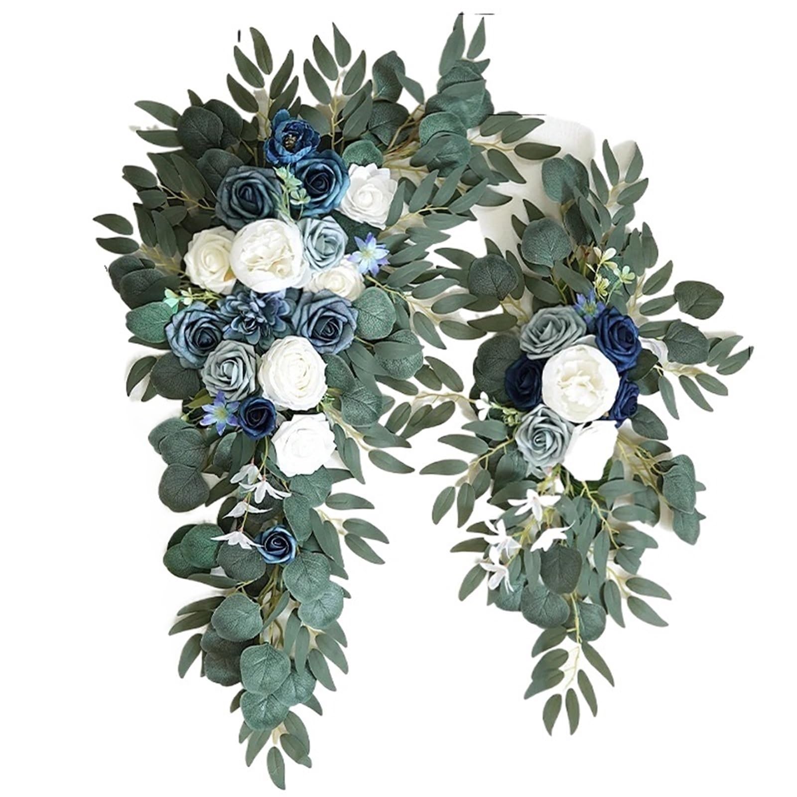 MOHUIED Artificial Floral Swags Wedding Arch Flowers And Drape Kit Blue Artificial Floral Swags For DIY Boho Arbor Backdrop Ceremony Decoration for Ceremony Backdrop, Fireplace and Door Decor(Color4)