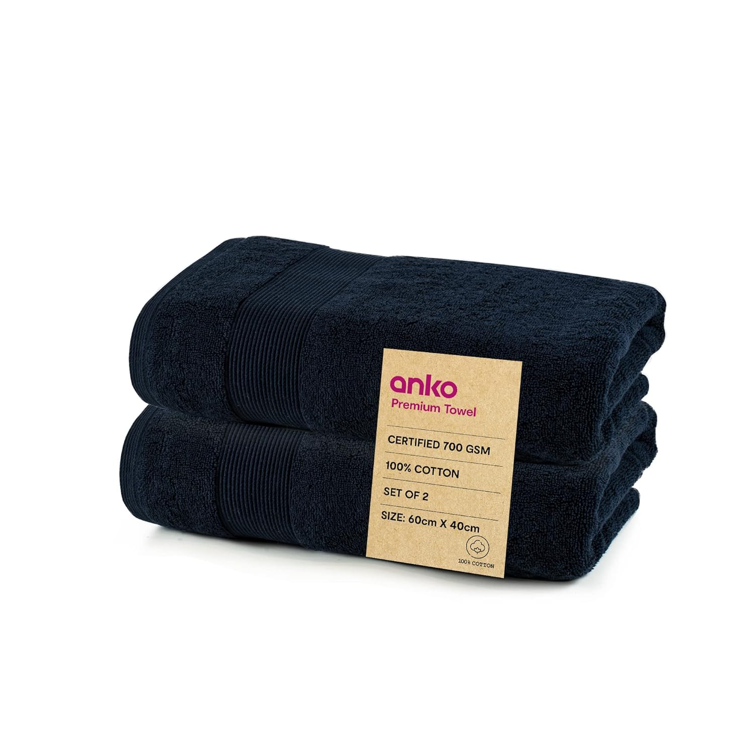 Anko Australia 100 Cotton 700 GSM Plush Hand Towel Set of 2 Super