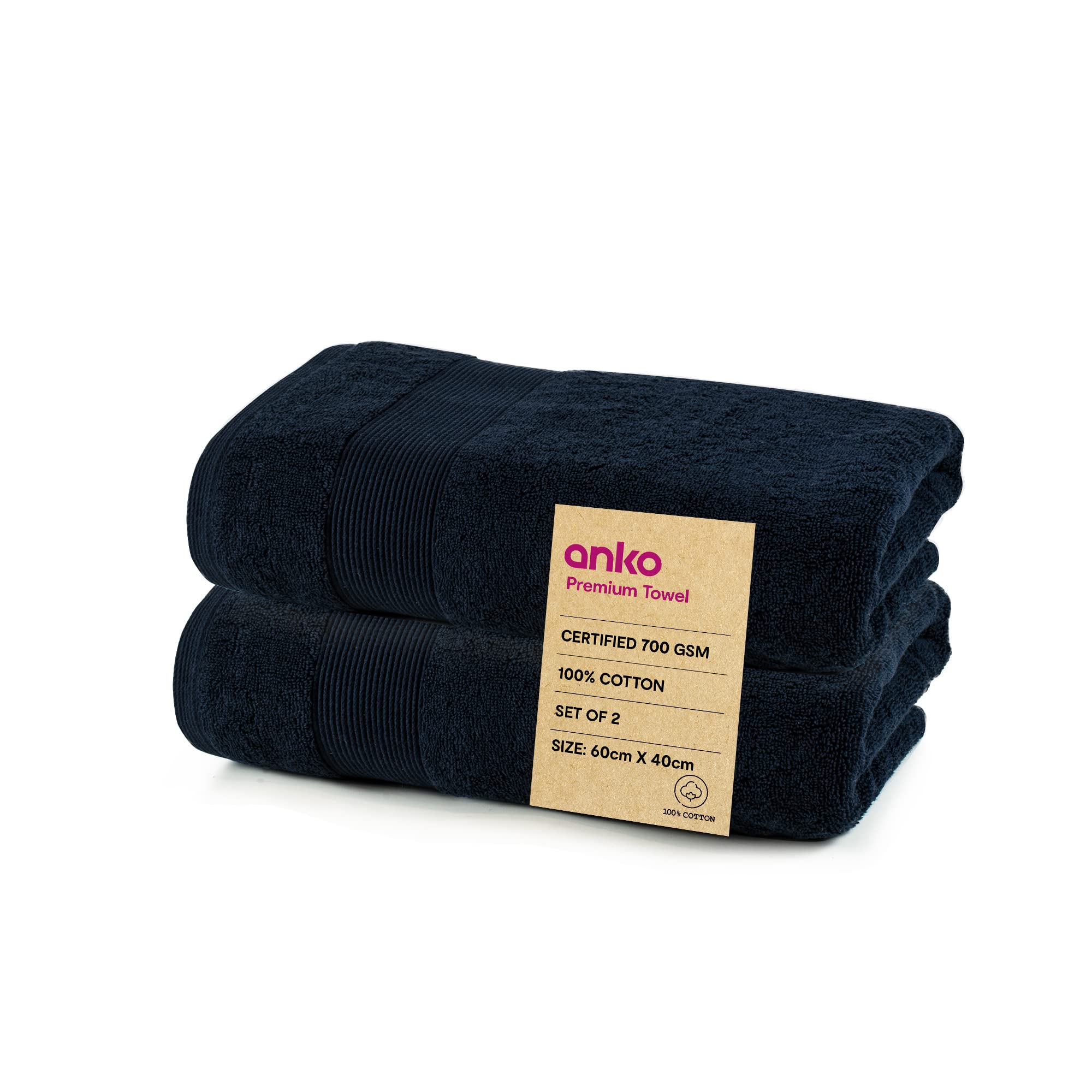 Anko Australia 100% Cotton 700 GSM Plush Hand Towel | Set of 2 | Super-Soft, Absorbent, Quick-Drying | Dark Grey Towel for Men, Women & Kids | 60x40 cm |Travel, Gym, Spa Towel (B0BWZ2NRDN) Amazon Price History, Amazon Price Tracker