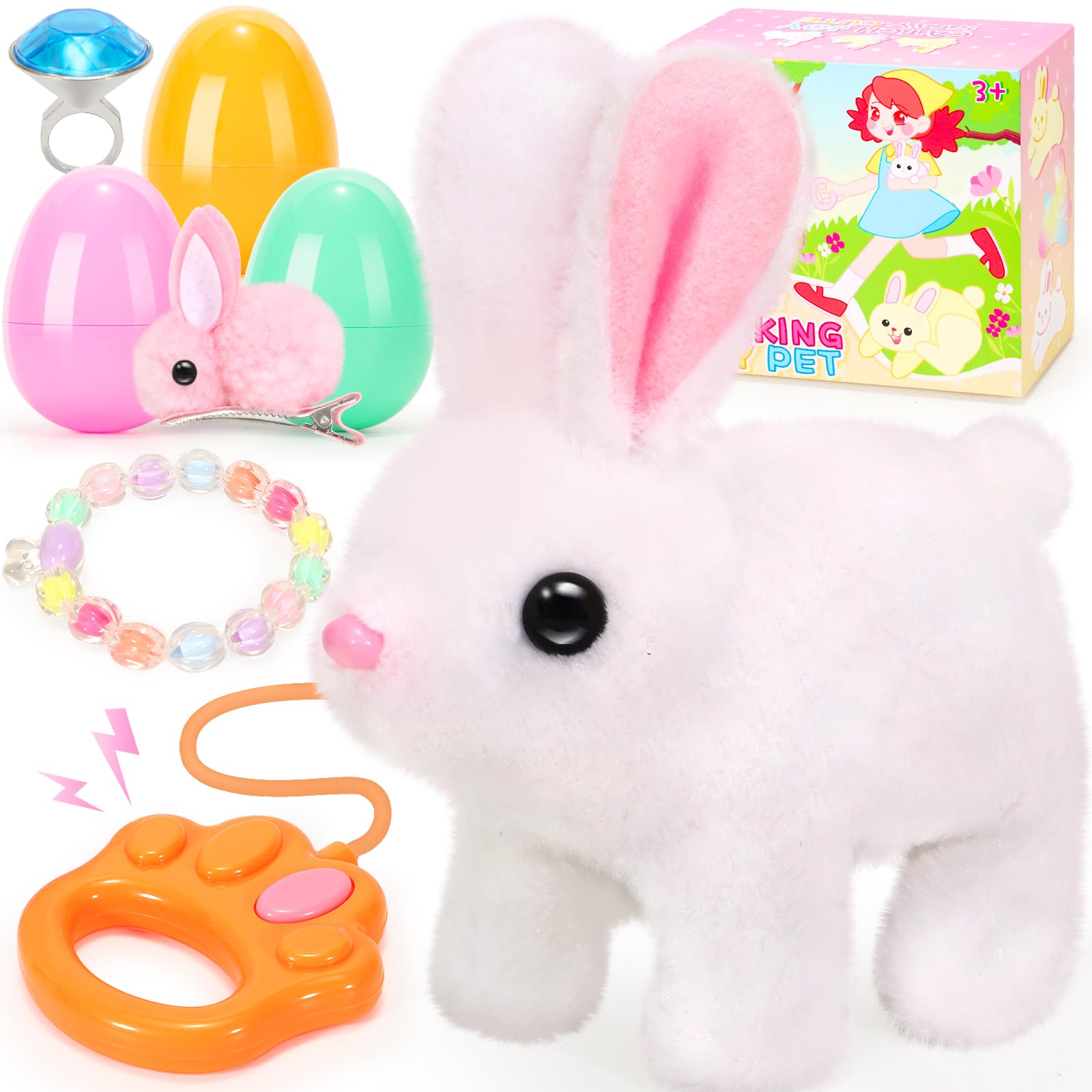 Click to get Hopping Plush Bunny Easter Interactive Toys for Ki