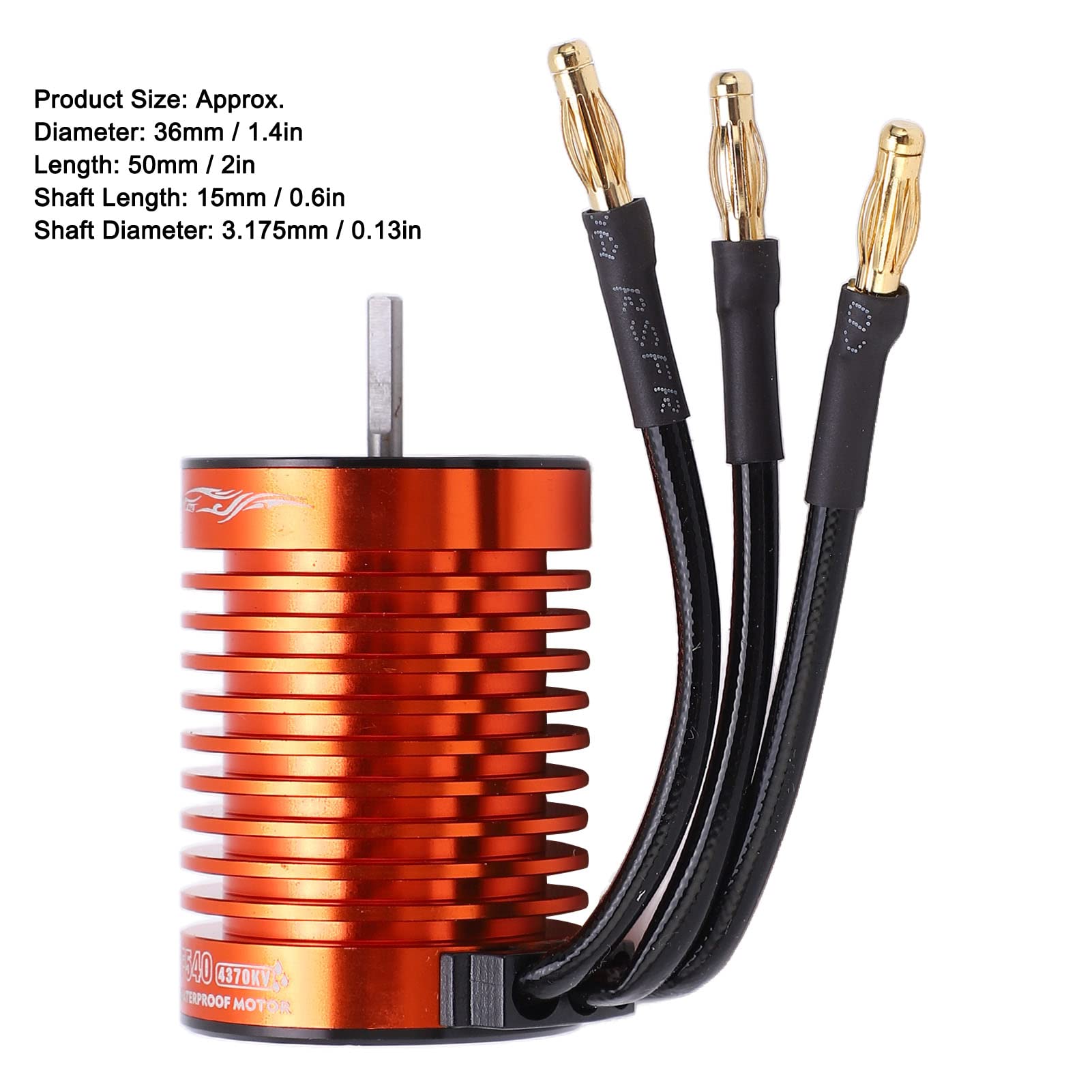 Buachois Motore Brushless,F540 4370KV Rotazione Interna Impermeabile 4 Poli 12 Slot Sensorless per Auto RC Senza Spazzole 1/10