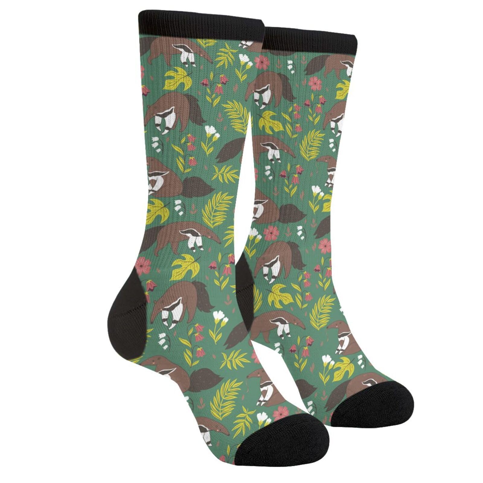 SEVEBJ Novelty Crew Socks Casual Crazy Funny Dress Socks For Women Men Teens Gift Anteaters