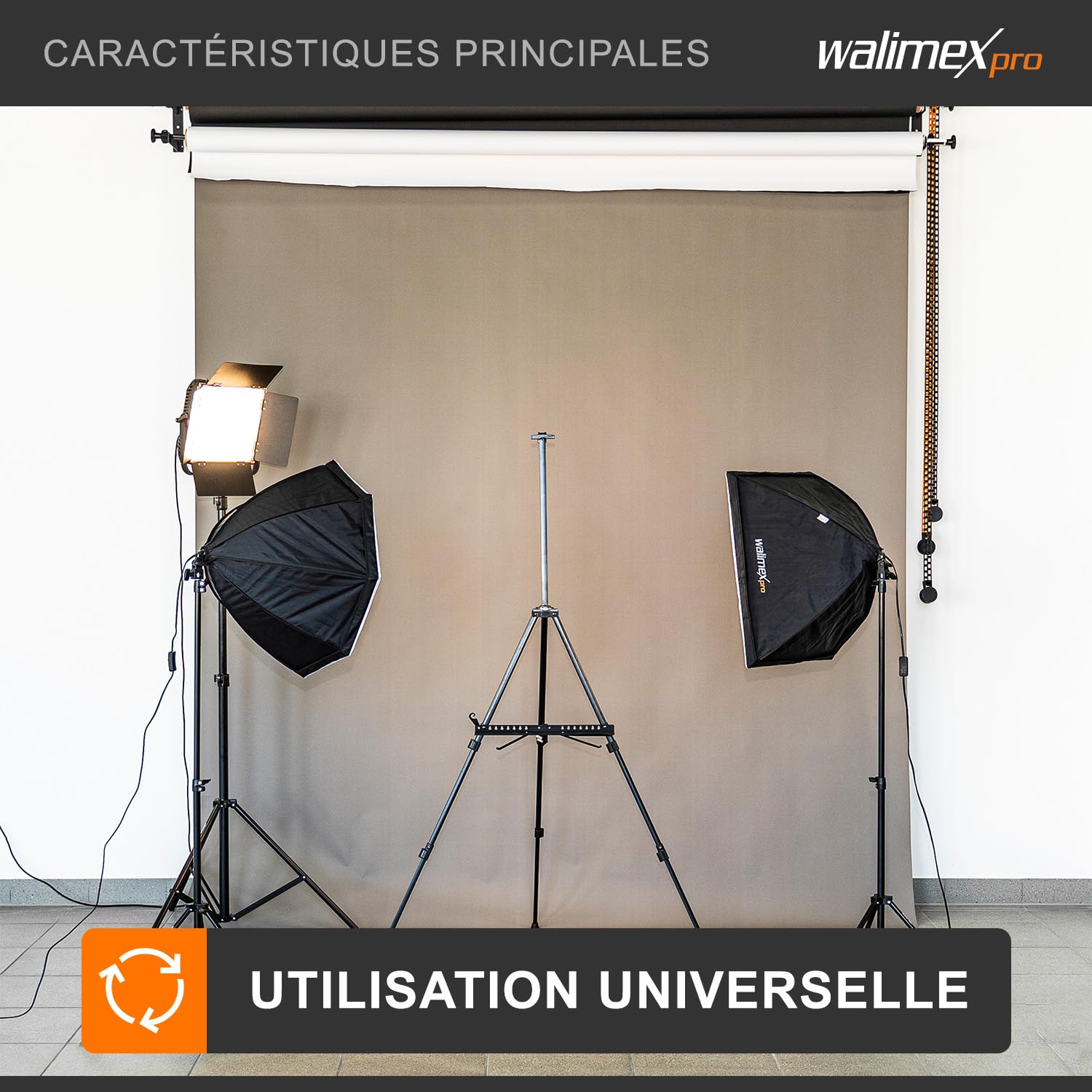 Walimex pro AIR 355 pied de lampe - avec suspension pneumatique, hauteur maximale 355 cm, capacité de charge de 8 kg, très haut et stable, aluminium, pour studio de photographie extérieur, noir