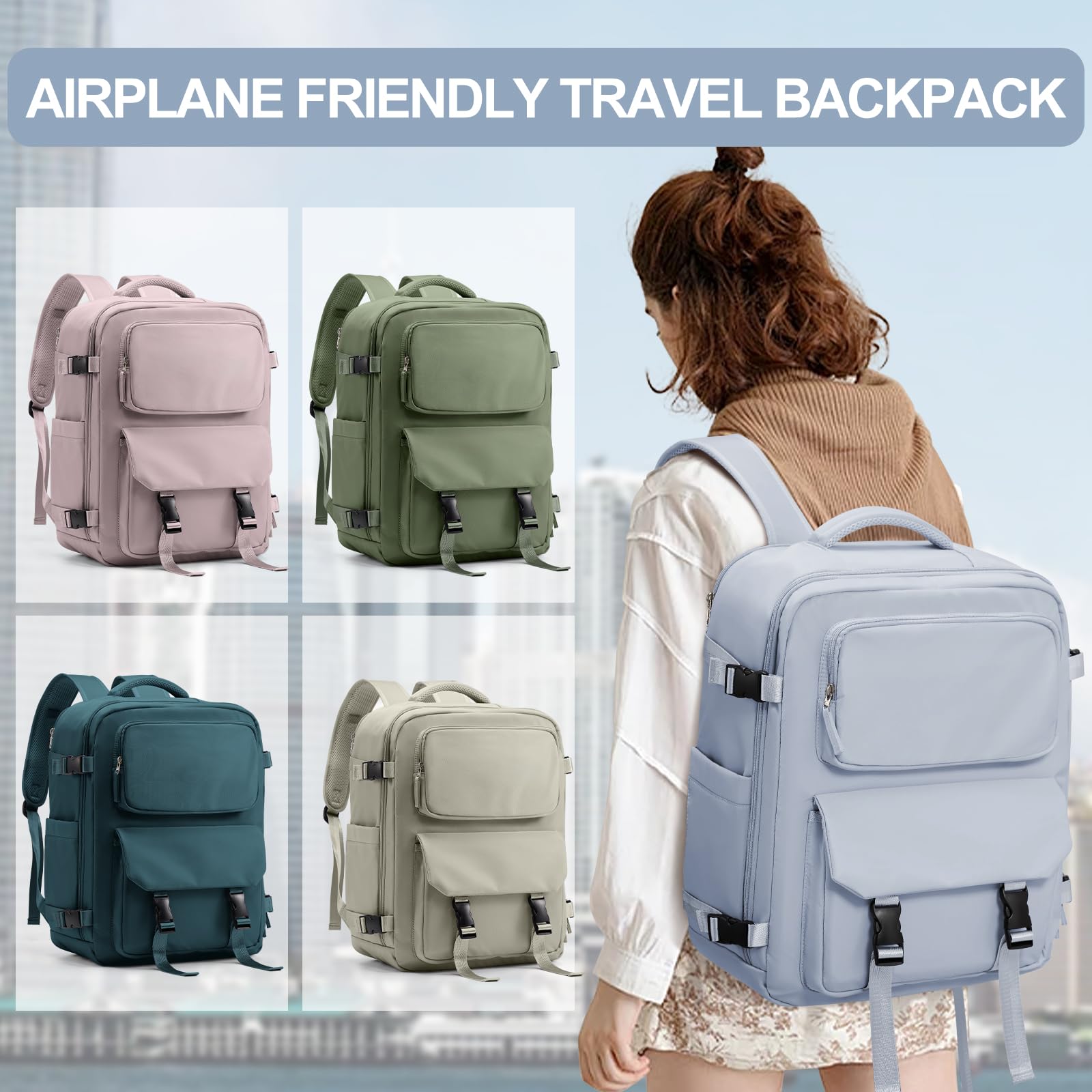 SZLX Zaino da viaggio grande da donna da escursionismo sportivo da esterno impermeabile da scuola casual laptop da 14 pollici con porta di ricarica USB scomparto per scarpe