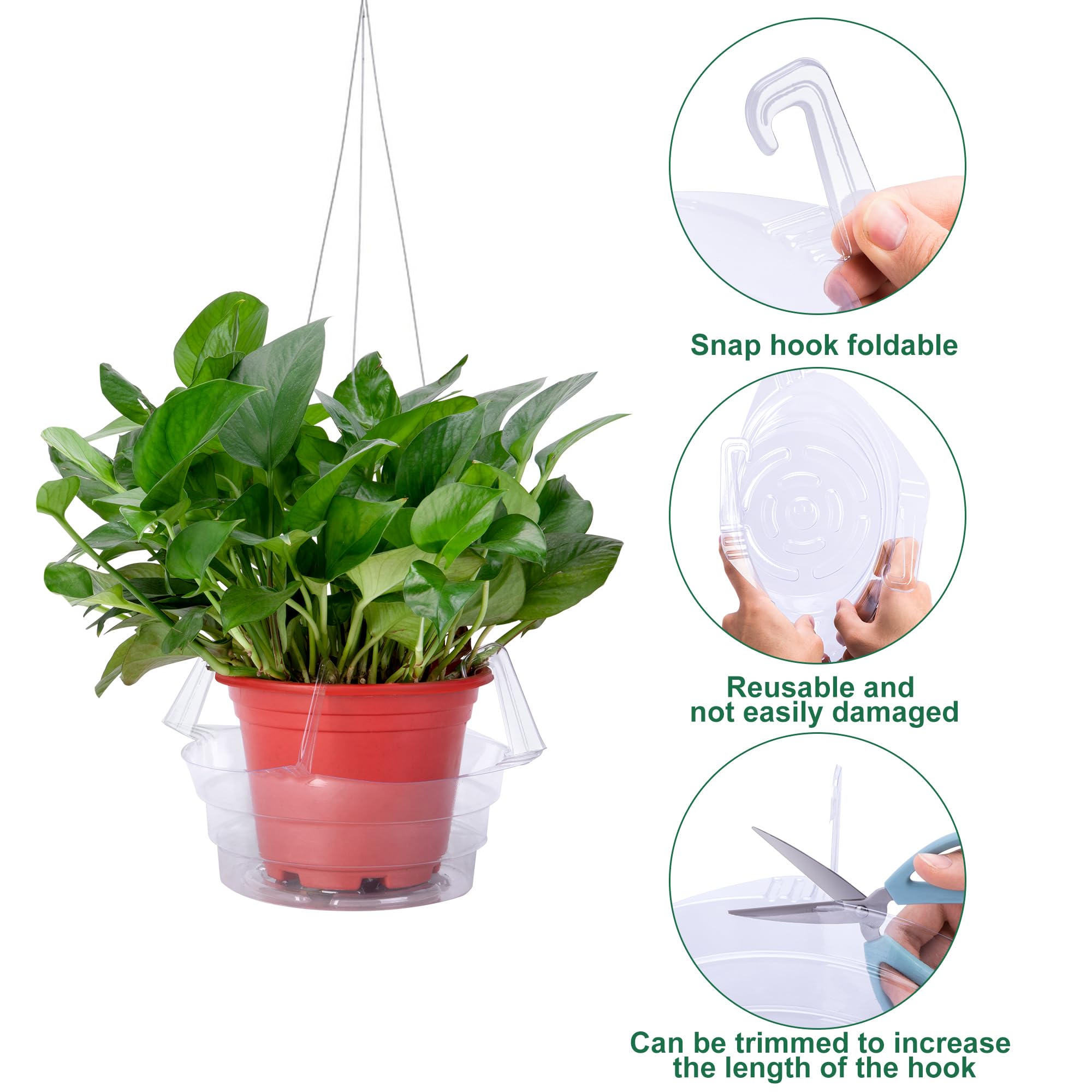 Adnee 15 Stück 20,3 cm hängende Pflanzen-Wasserfänger, transparente Kunststoff-Pflanzen-Wasserfänger-Tablett, hängende Pflanzen-Untersetzer, Tropfpfannen für Innen- und Außenbereich, Hängekorb