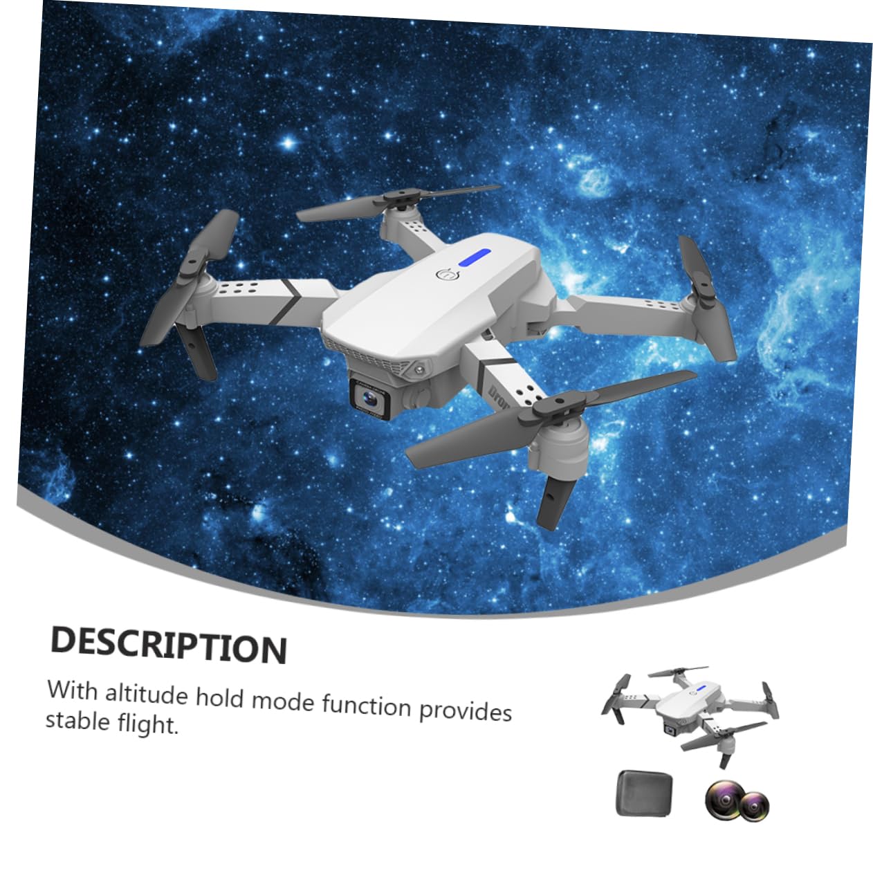 Abaodam Drone Doppia Telecamera 4k E525, Quadricottero Rc Pieghevole, Trasmissione in Reale, Connessione App per Riprese Aeree
