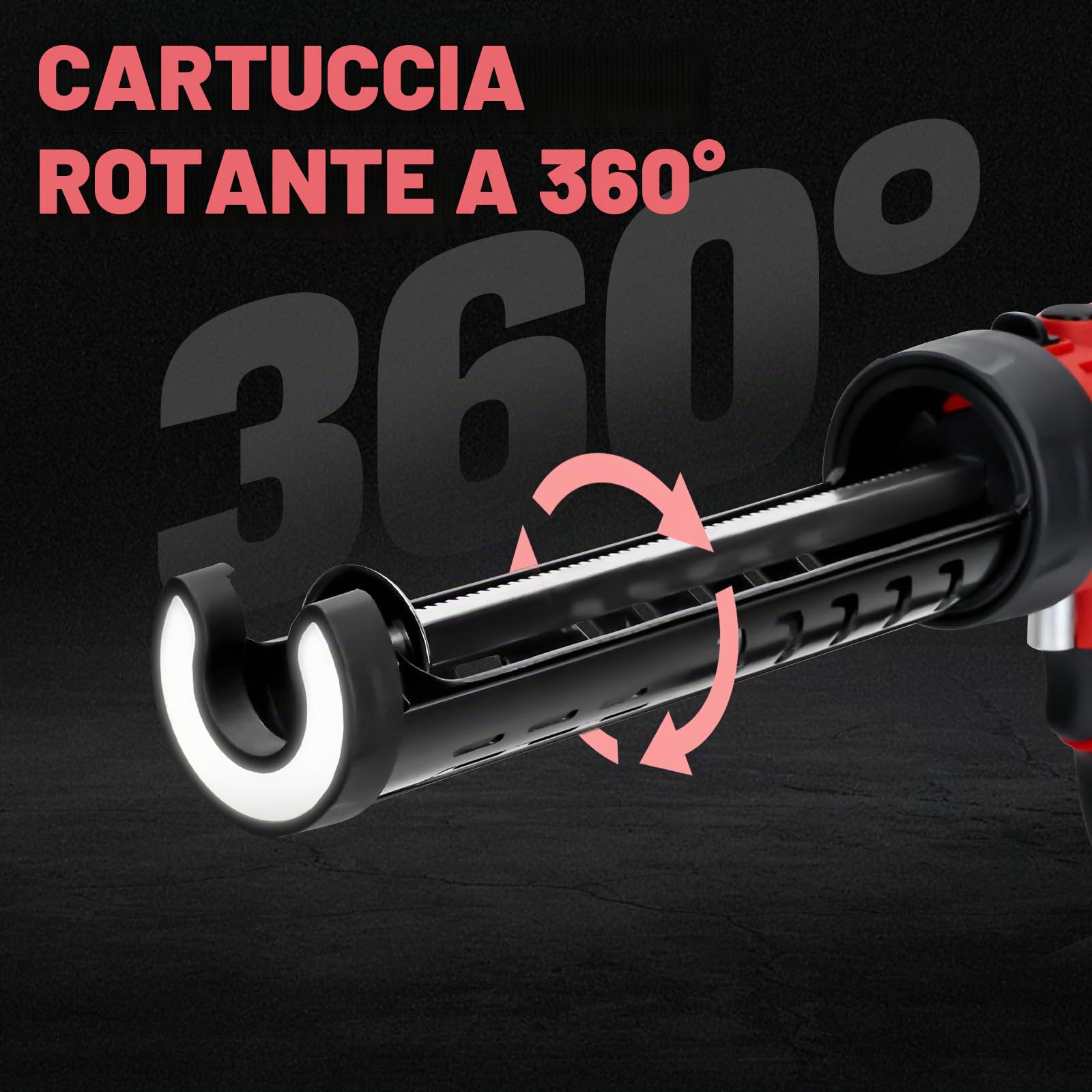 Pistola di tenuta senza fili per batteria Milwaukee da 18 V, pistola di tenuta elettrica con luce LED da 450 lm e 4 velocità regolabili, 10 oz/300 ml per cucina/bagno/guarnizione finestra (senza