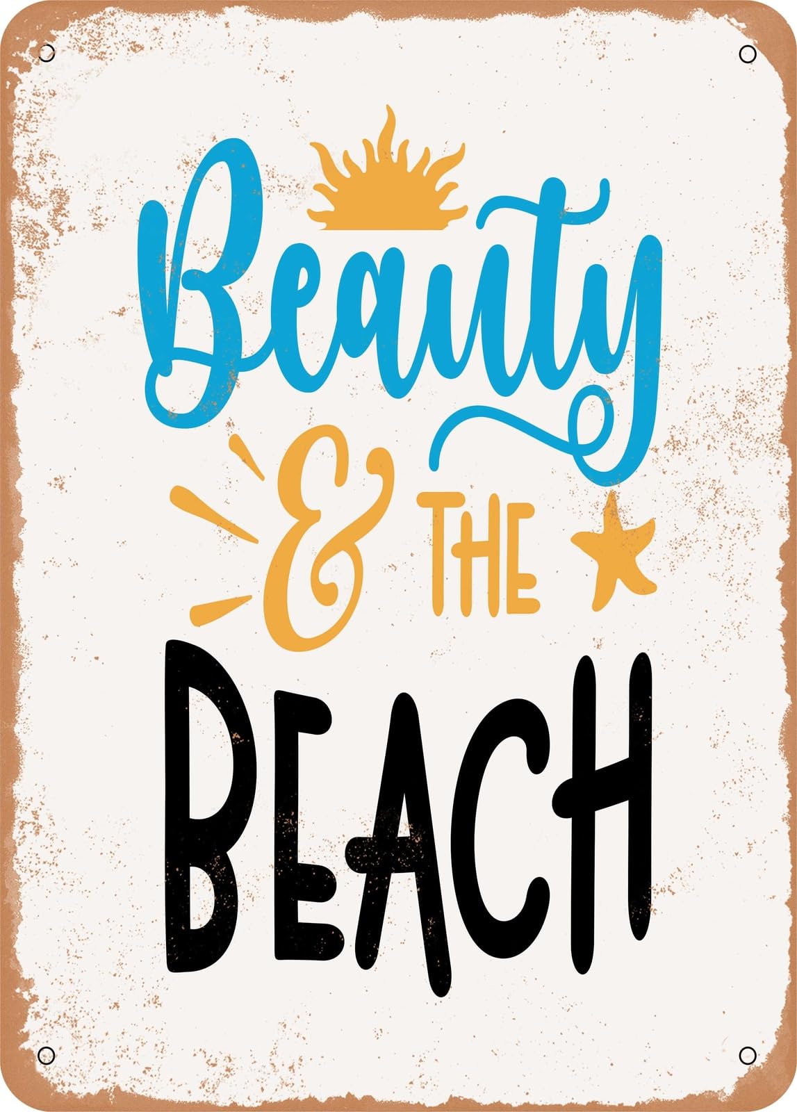 Miaomansenstore Metal Sign - Beauty And The Beach - Vintage Rusty Look Home Decor
