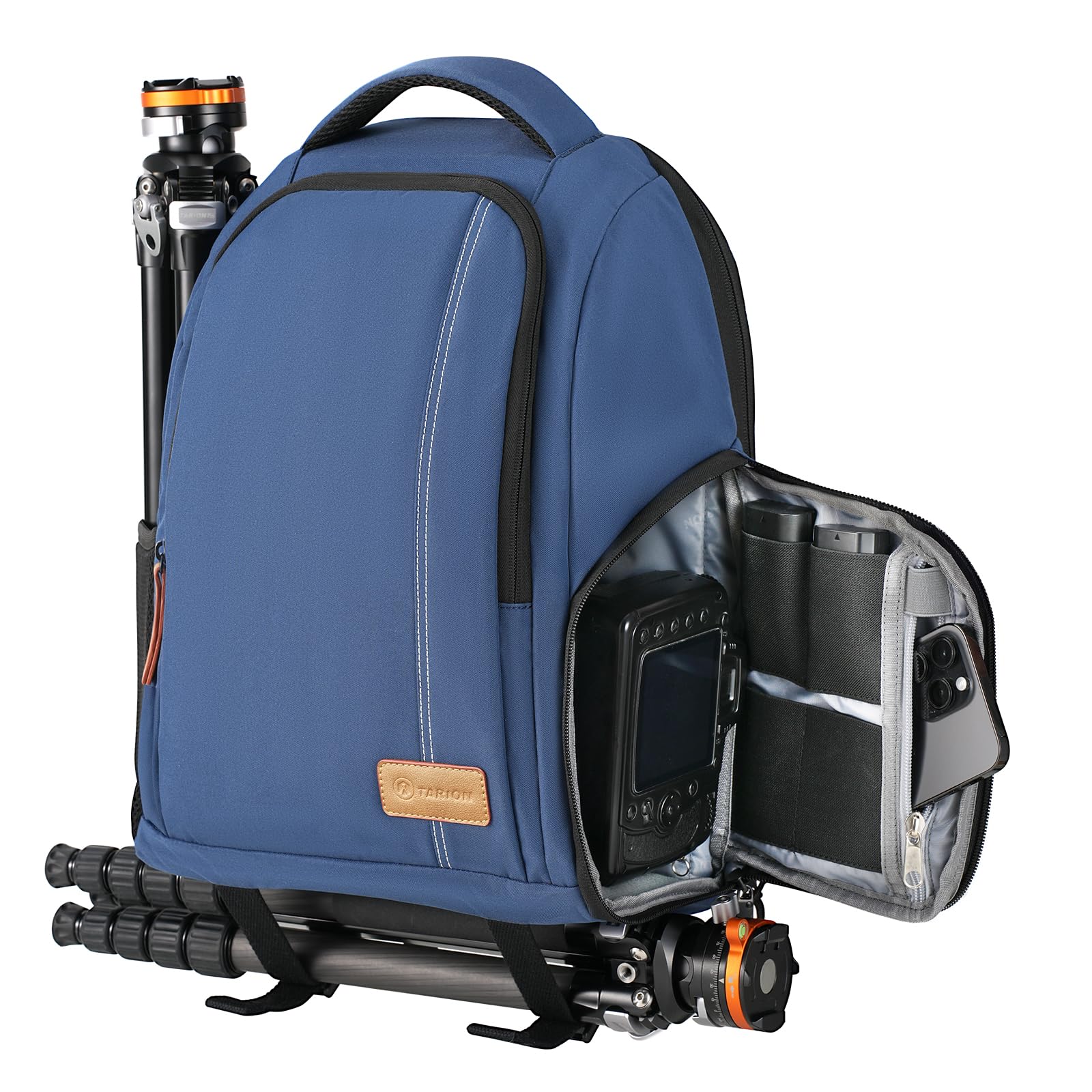 TARION Kamerarucksack Leicht Kamera Rucksack mit 15 Zoll Laptopfach Blau | Kompakt DSLR Rucksack Wasserdicht Fotorucksack Klein mit Regenschutzhülle Regenhaube für Outdoor Reisen TB-04