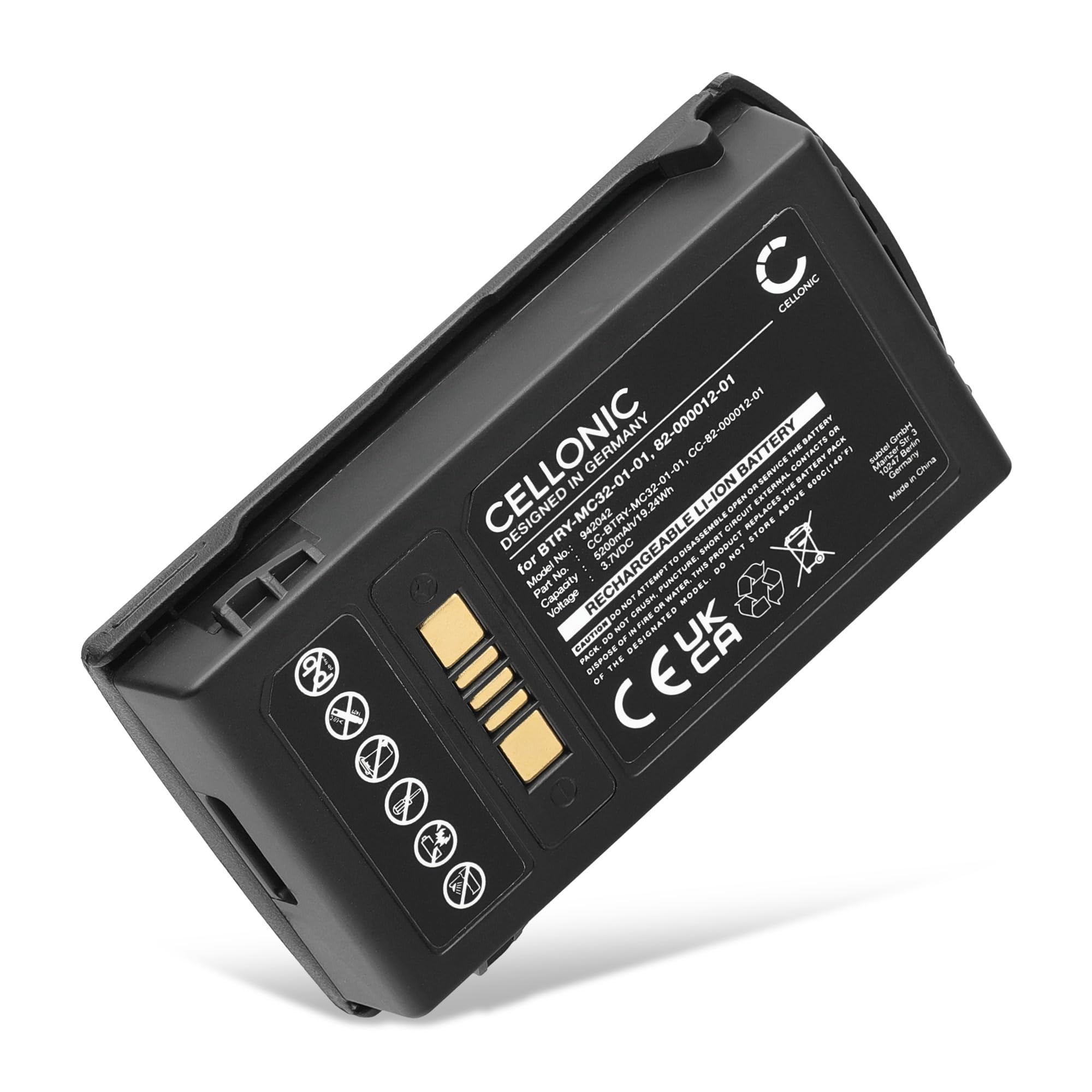 CELLONIC 1x Batteria per Scanner per codici a barra Compatibile con Zebra MC3300, MC3200, MC32N0, BTRY-MC33-52MA-01 – (5200mAh, 3.7V)