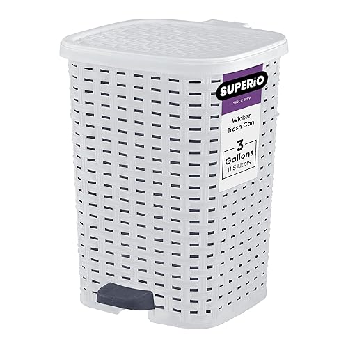 Superio Bote de basura de mimbre de 31 galones con pedal de pie Cubo de basura para exteriores e interiores cesta de basura para baño cocina Superio Bote de basura de mimbre de 31 galones con pedal de pie Cubo de basura para exteriores e interiores cesta de basura para baño cocina