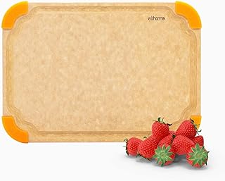 Elihome Premium Series Color Code Wood Fiber Dishwasher Safe Cutting board for Kitchen, Made in USA, Food Icon, Eco-Friendly, Juice Grooves, Non-Porous, Non-slip Feet, SMALL 10 x 7
