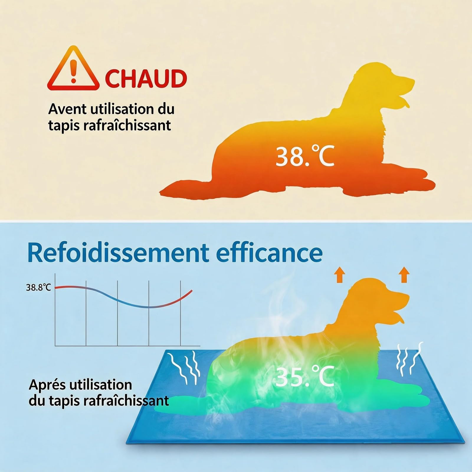 Tapis Rafraichissant Chat 50x60 cm.Tapis Rafraichissant Chien Épaisse Couche Auto-Rafraîchissante pour Une Fraîcheur Durable. Convient aux Chiens de Petite et Moyenne Taille