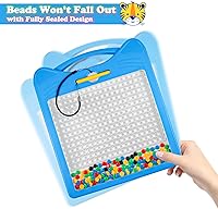 Vista 6 de Tablero magnético de dibujo extra grande para niños, tablero de garabatos magnético con 2 lápices ópticos y cuentas, juguete de habilidades motoras
