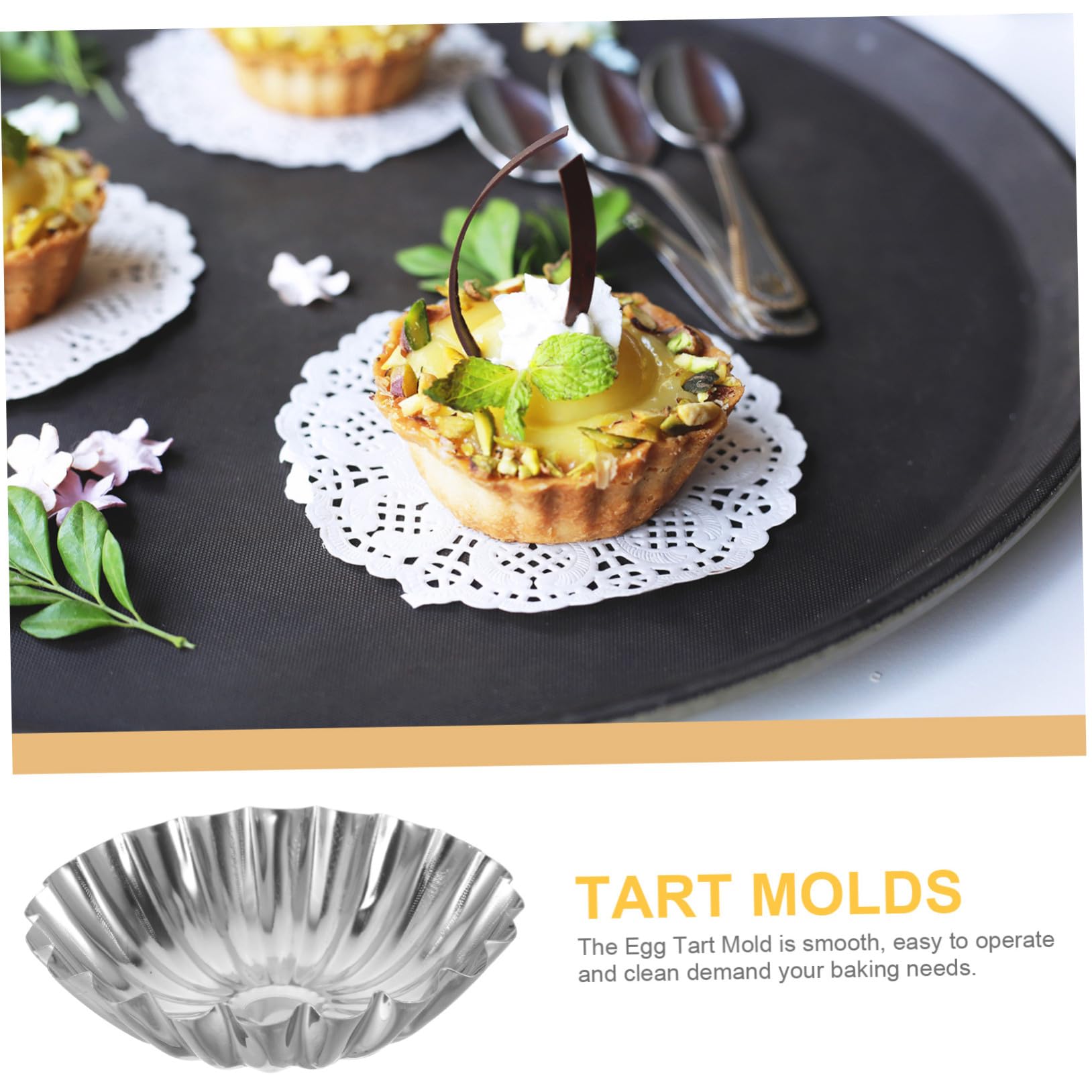 ULTECHNOVO 50 piezas Moldes de Tartaletas de Huevo de Acero Inoxidable Molde para Hornear Pudding y Postres Antiadherente Resistente y Fácil de Desmoldar para Repostería DIY