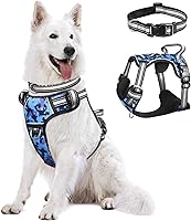 Vista 28 de WINSEE Arnés para perro sin jalones con collar chaleco reflejante ajustable Oxford, broches para correa delantero y trasero para perros pequeños
