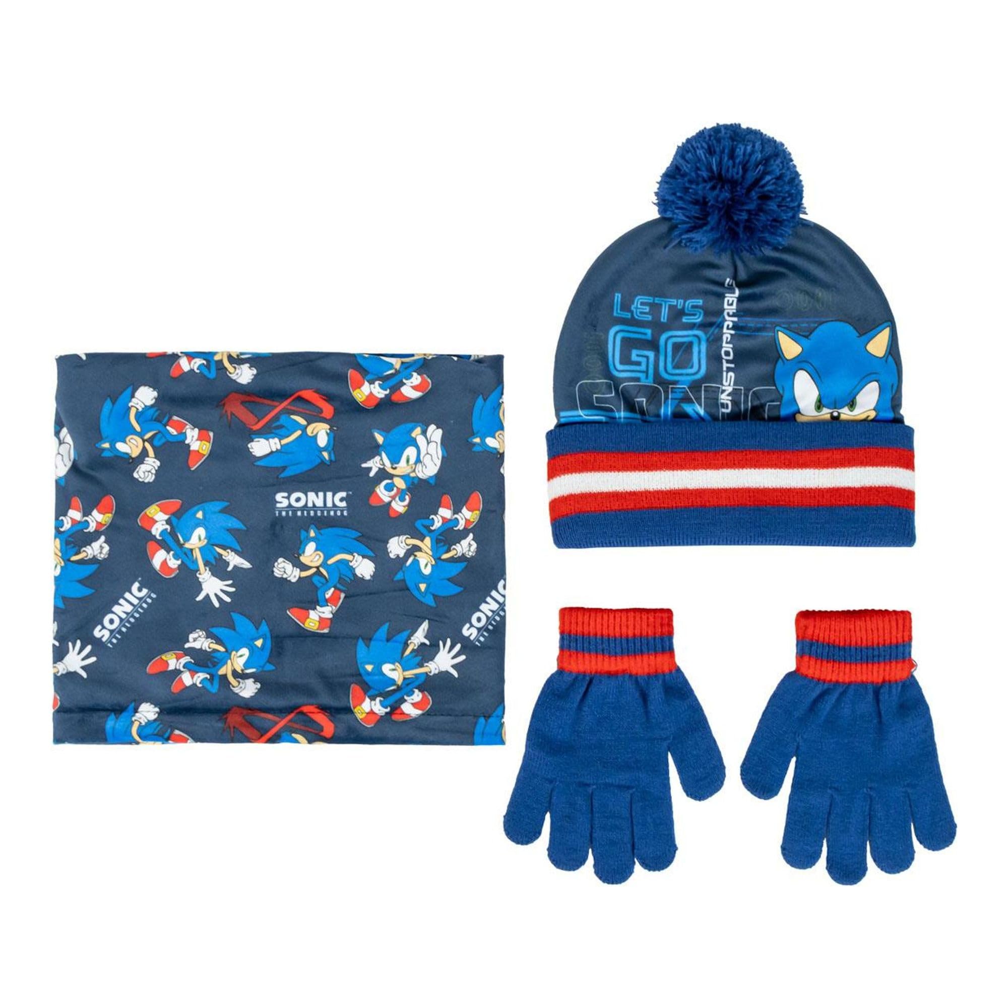 CERDÁ LIFE'S LITTLE MOMENTS Boys Conjunto Gorro, Guntes Y Braga Sonic Cómodo Y Práctico Ideal para El Día 3 Piece Set, Multicoloured, One Size