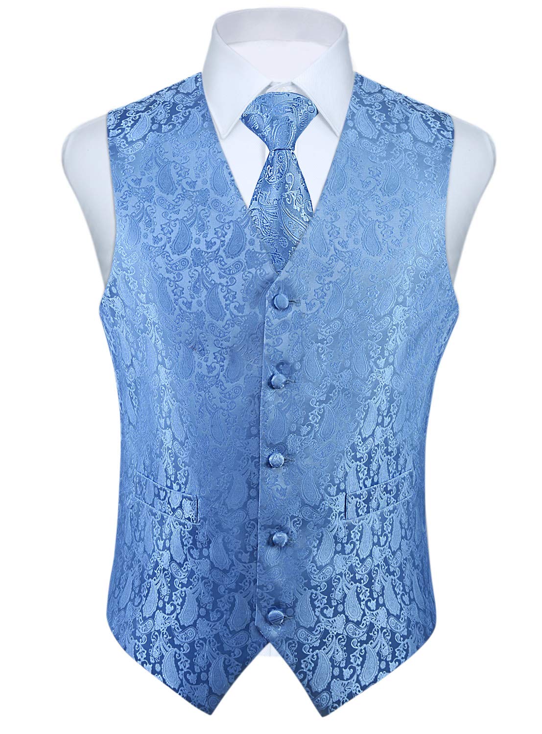 EnlisionWaistcoats for Men Paisley Wedding Waistcoat Tie Pocket Square Floral Jacquard Party Suit Vest Set