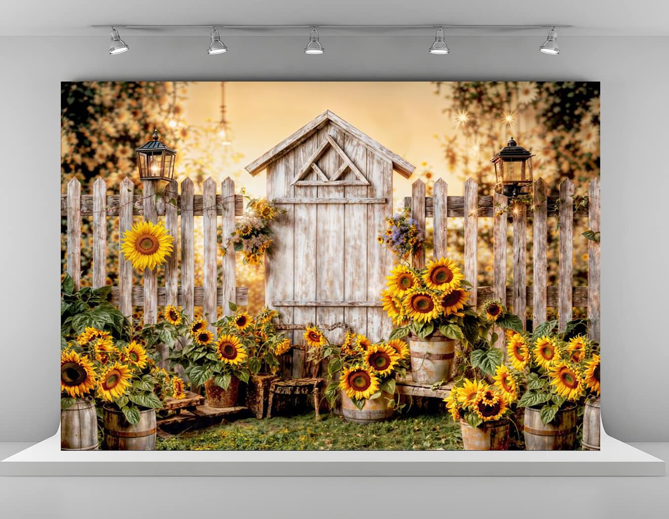 Kate 7x5ft Yellow Sunflowers Backdrops for Photography Rustic Wooden Fence Background Bridal Baby Shower Sweet Birthday Party Decoration Studio